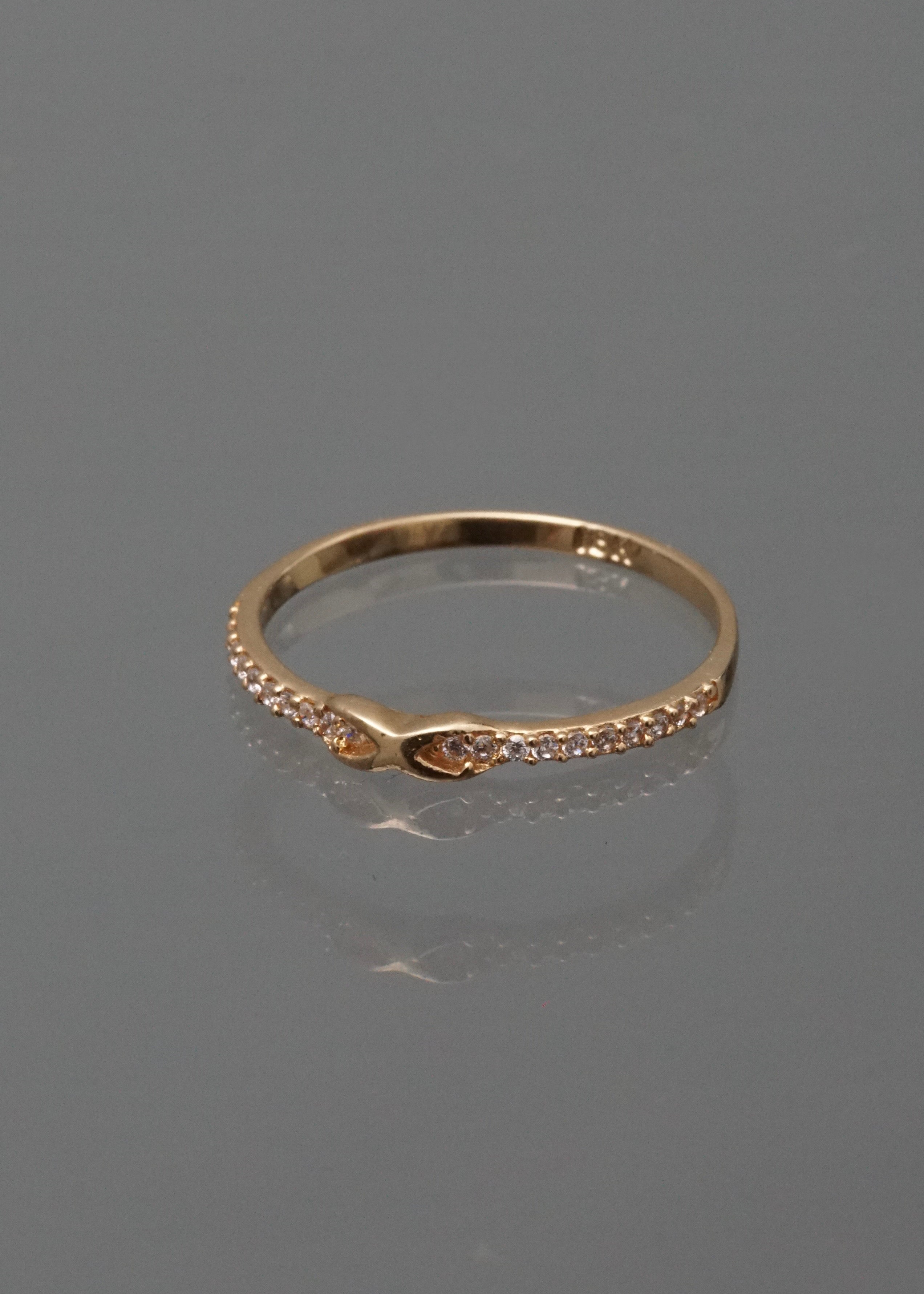 Anillo de infinito con swarovski blanco 1.25gr / Talla 7 1/ 4 / Oro Amarillo Nac B