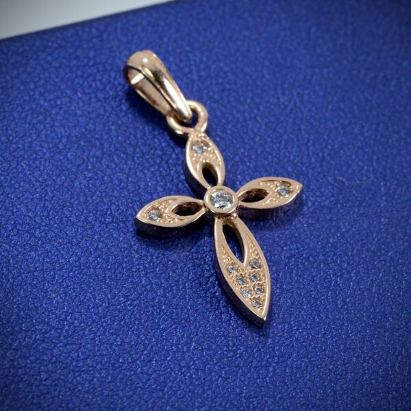 Dije de cruz rustica 1.7gr / Oro Rosado Nac P