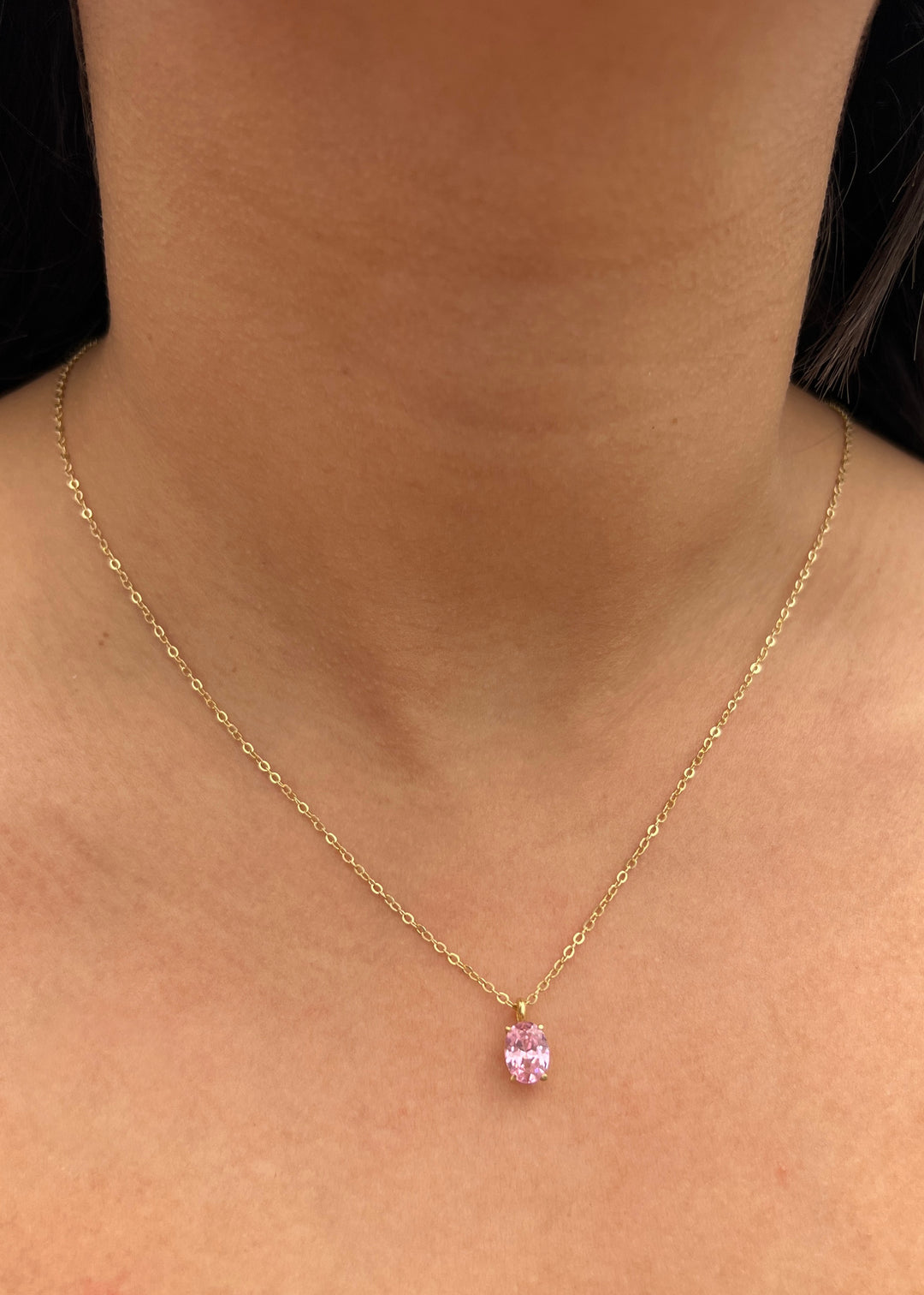 Dije con swarovski rosado 1gr / Largo 1cm — Oro Amarillo