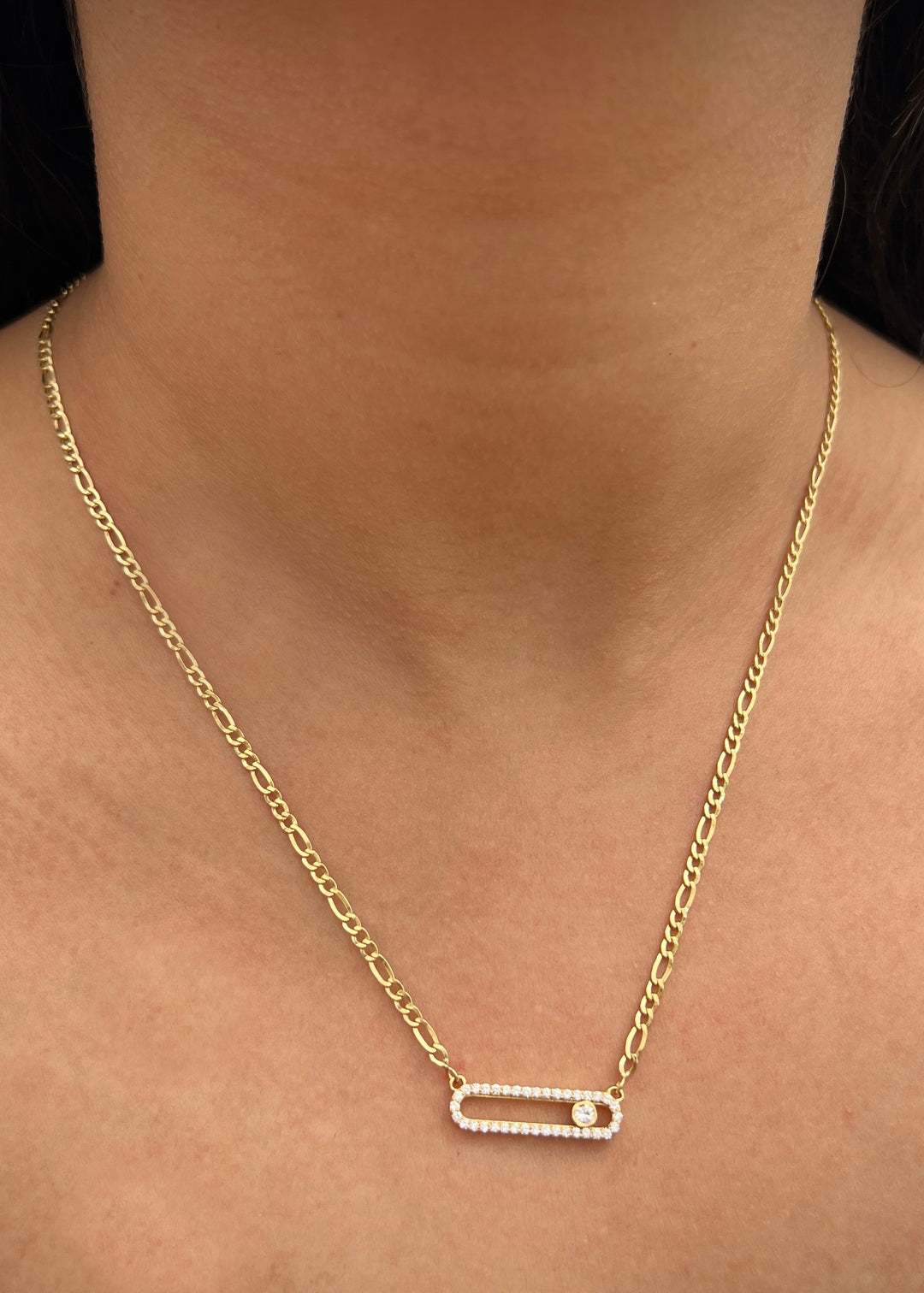 Cadena MK con 38pts diamante blanco 4.9gr / Largo 45cm — Oro Amarillo
