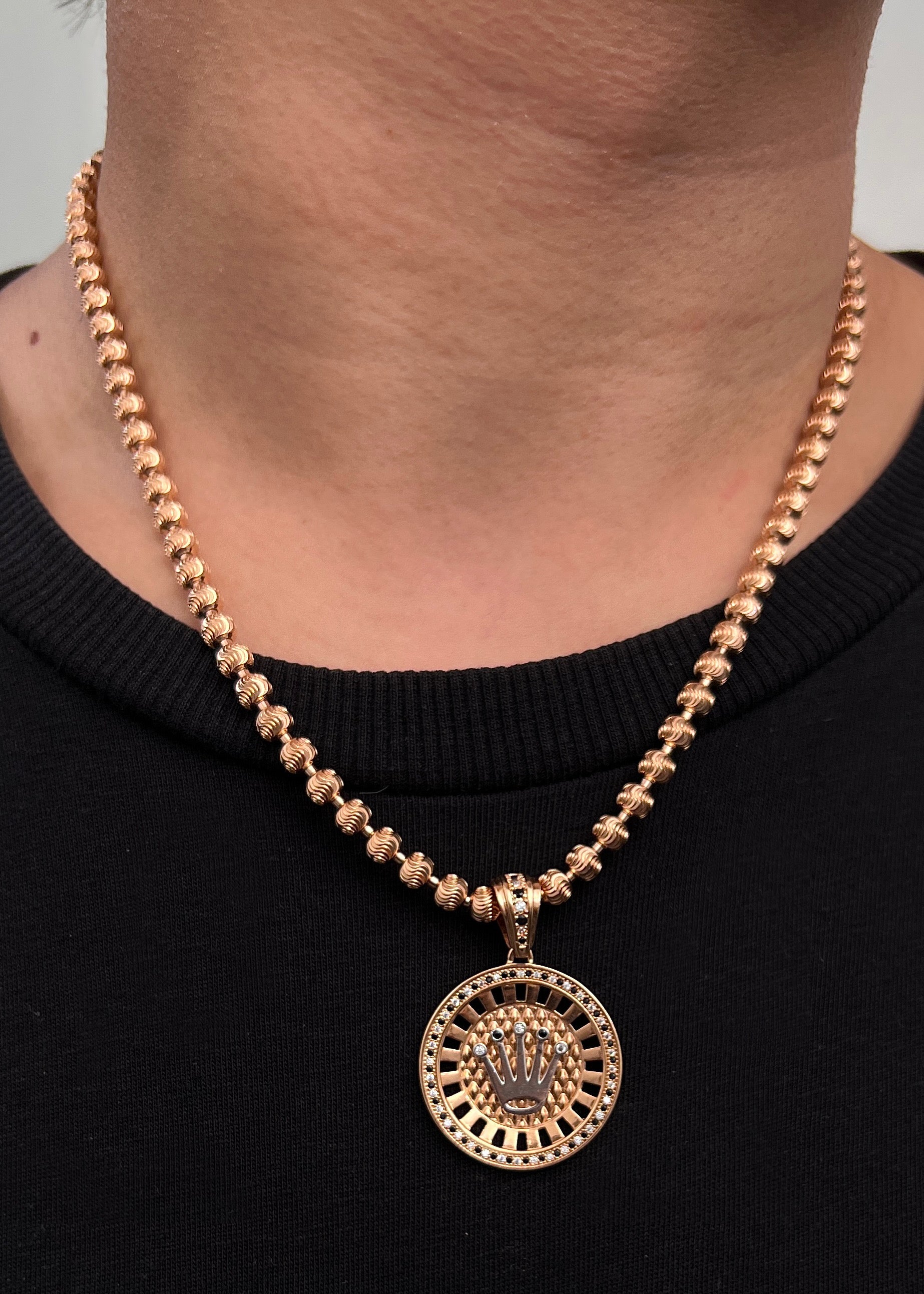 Dije CORONA RX CON SWAROVSKI 10.3gr / Largo: 4cm / Dos Oros Nac M