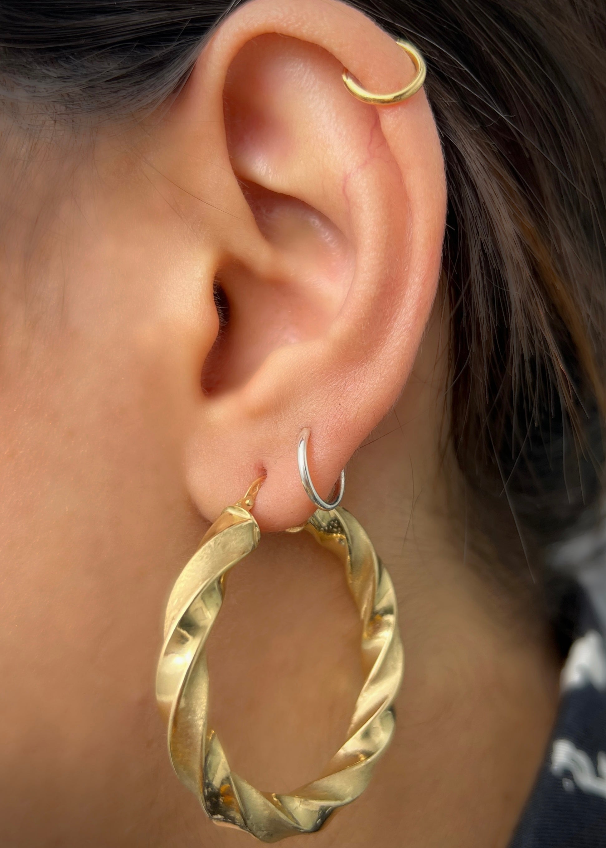 Candongas entorchadas mate 6.75gr / Largo 4.4cm / Oro Amarillo italy cte *