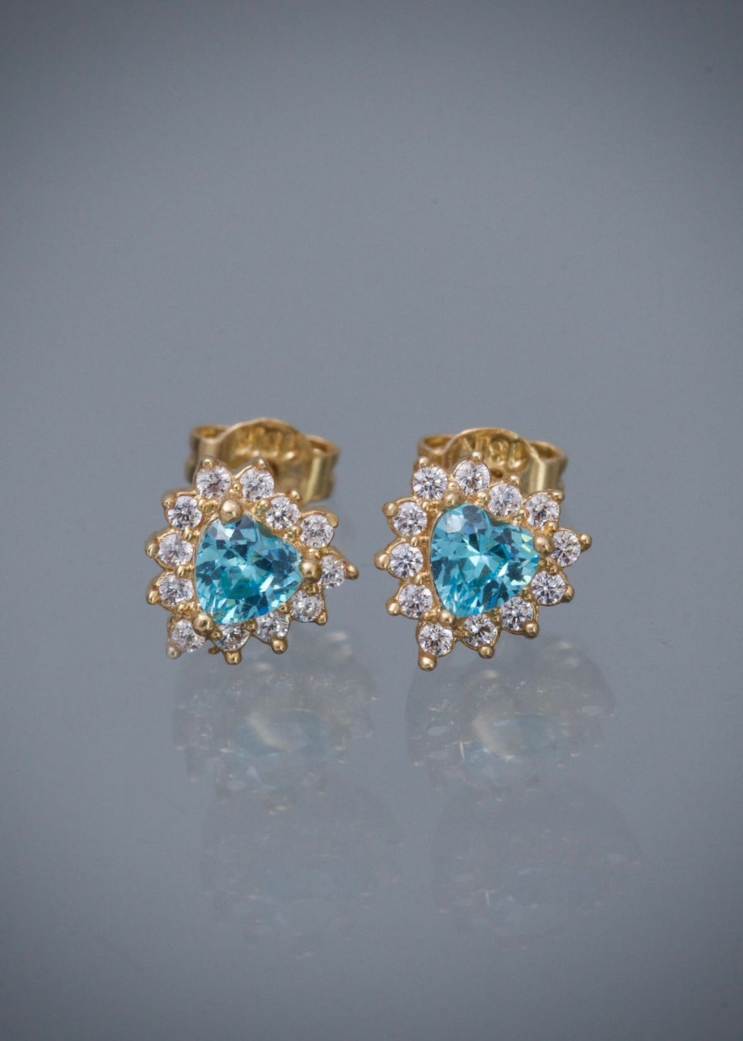 Topos corazon con swarovski azul y blanco 2.15gr / Largo 0.8cm — Oro Amarillo