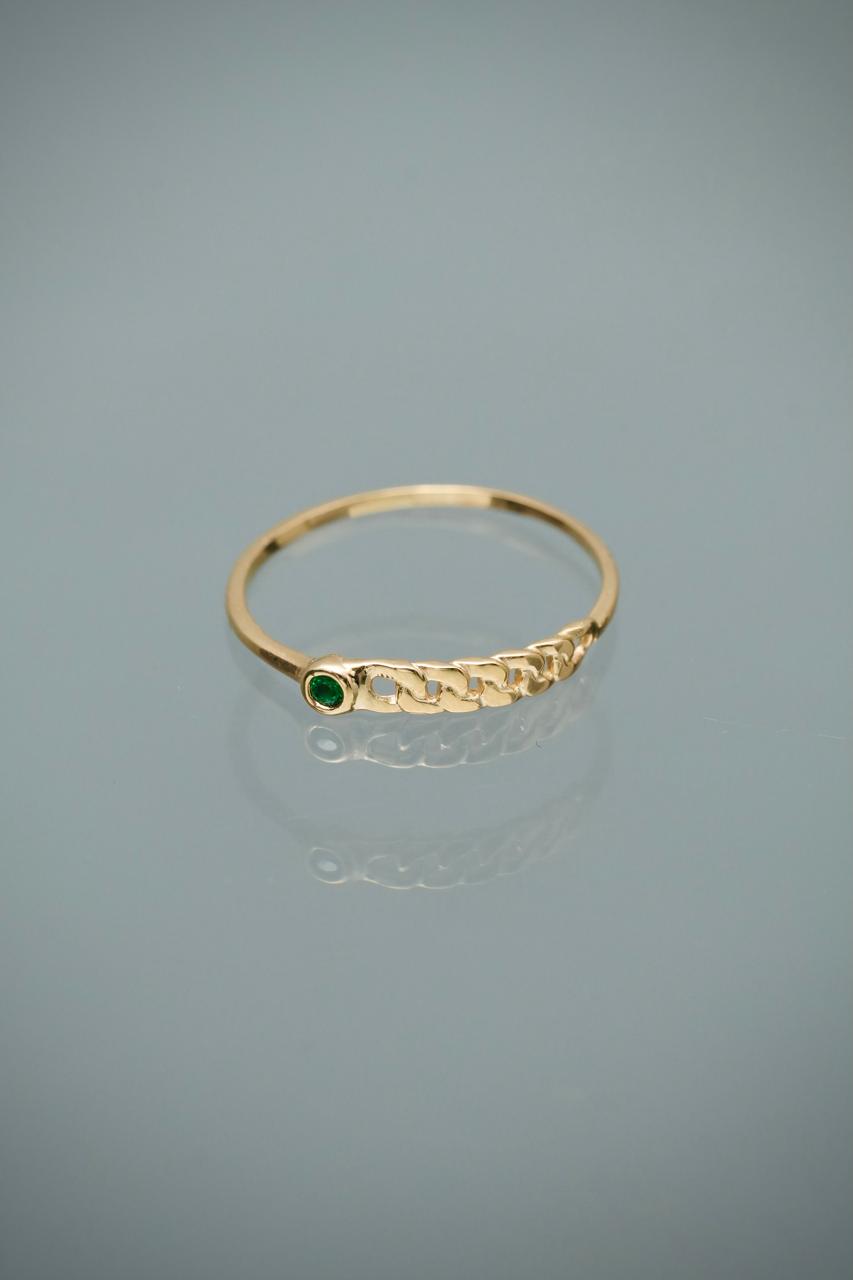 Anillo cubano con swarovski verde 0.9gr / Talla 7 3/4 — Oro Amarillo