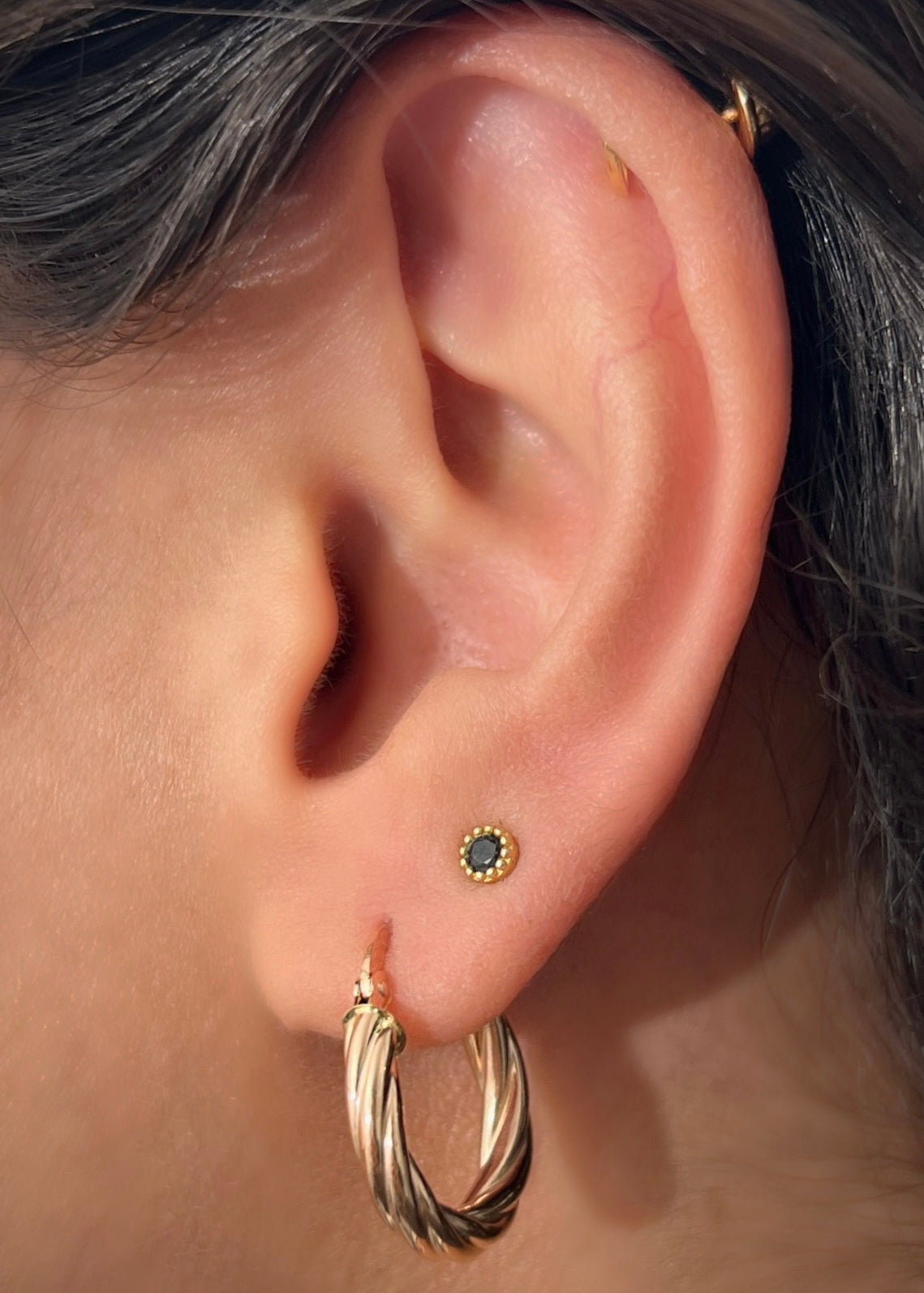 Candongas entorchadas 2.35gr / Largo 2.1cm / Oro Rosado Nac P