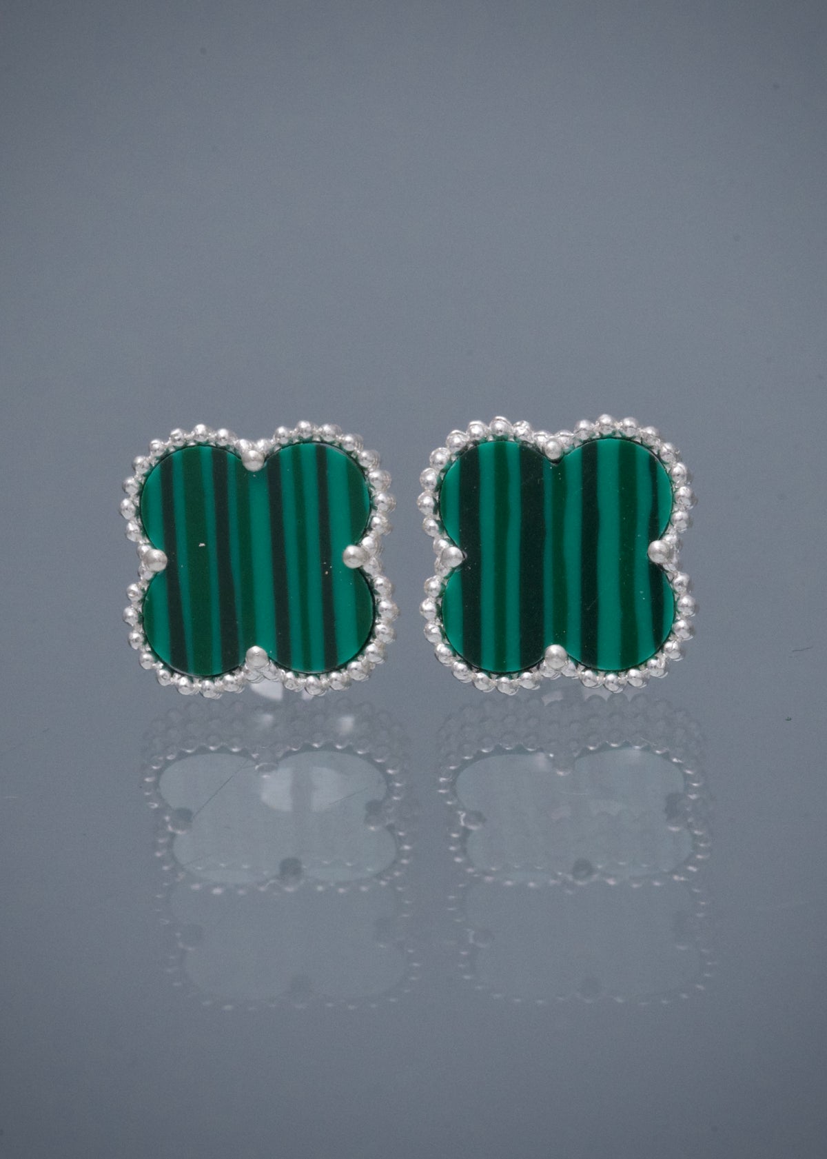 Topos Lucky Clover Piedra Verde 3gr / 1.2cm / 12mm — Plata 925