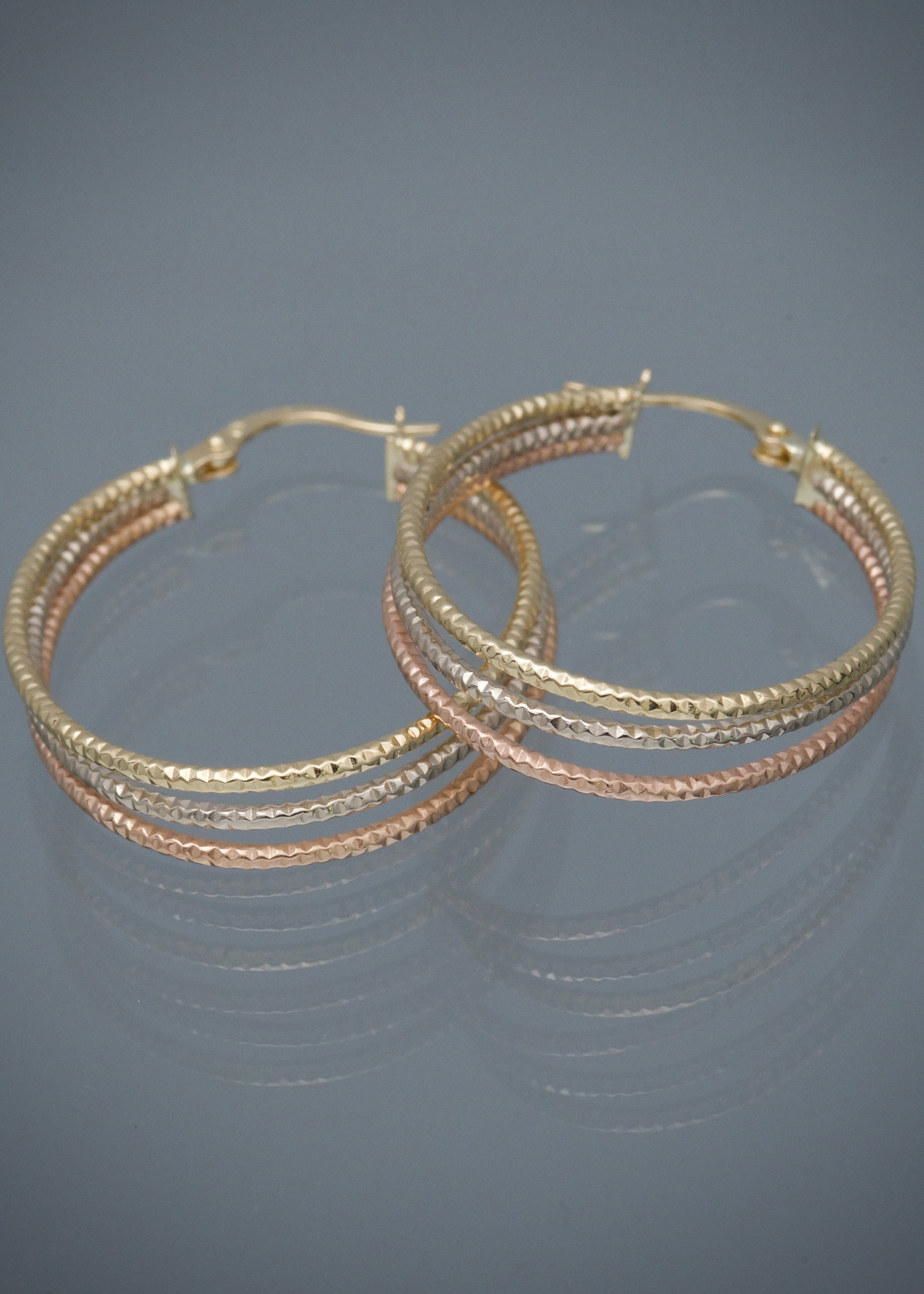 Candongas diamantadas 2.4gr / Largo 3.5cm / Tres Oros Nac*