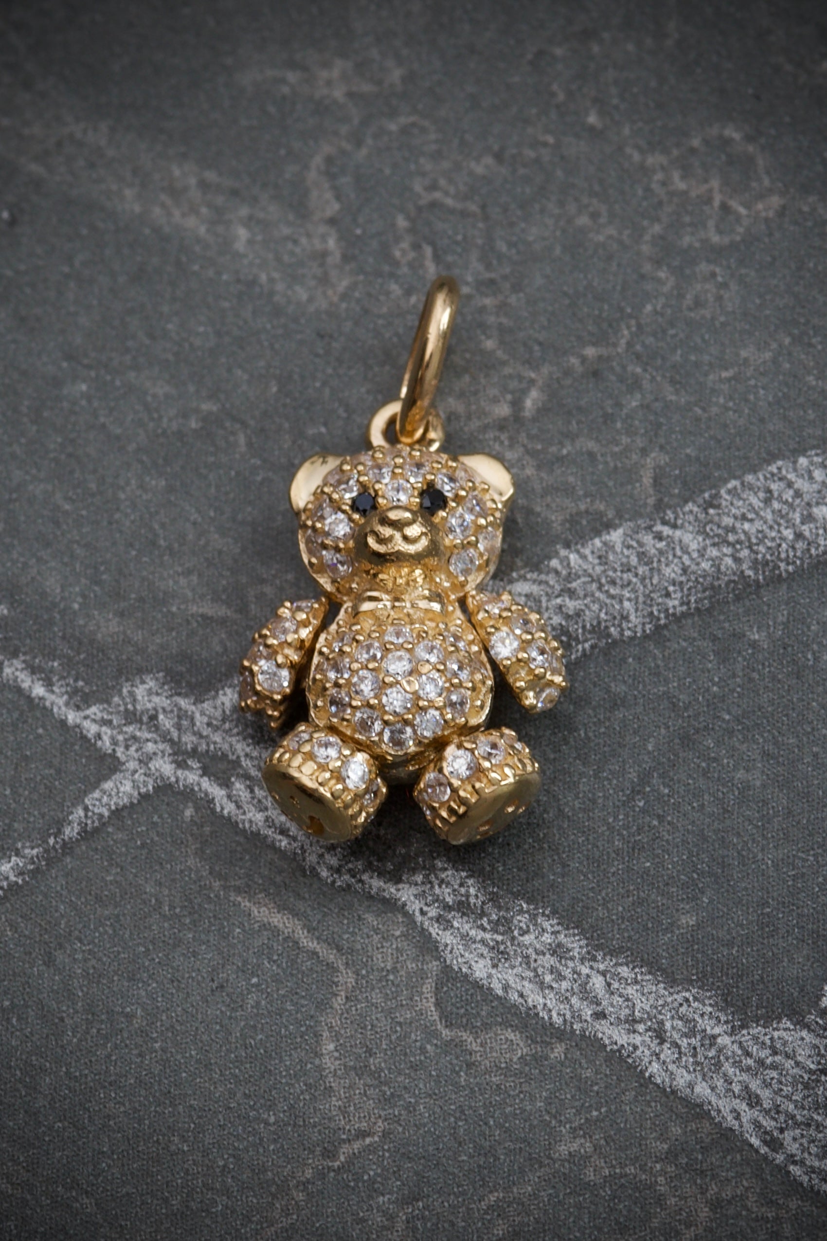 Dije de oso articulado con swarovski blanco 2.4gr / 2cm / Oro Amarillo Nac M