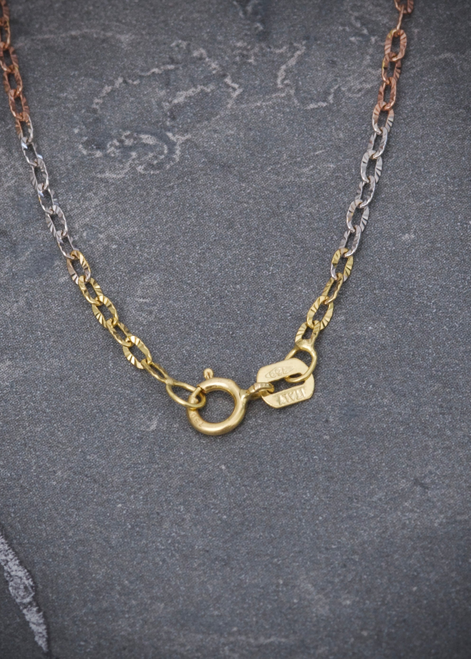 Cadena lucky clover con swarovski blanco 3.7gr / Largo 45cm / Tres Oros italy cte P