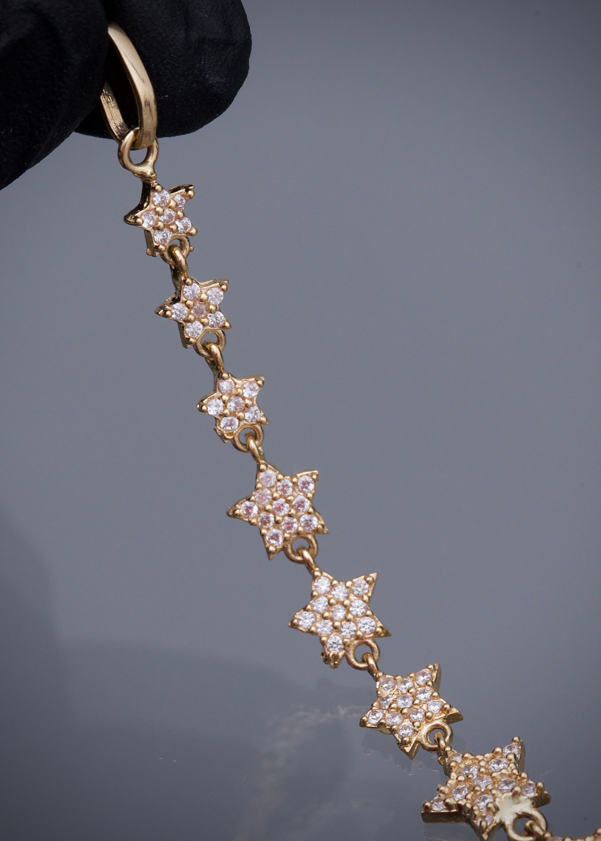 Dije estrellas con swarovski blanco 2.85gr / Largo 7.7cm / Oro Amarillo Nac M