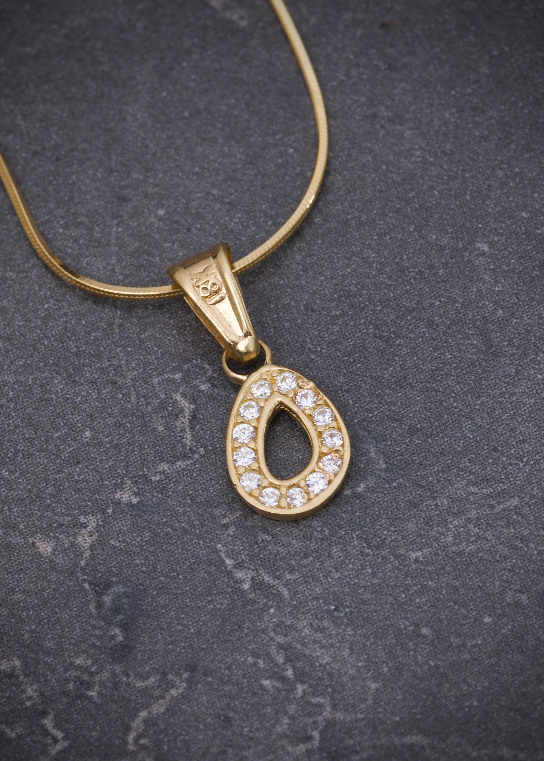 Set Cadena Mini Espejo Dije Letra O 1.9gr / Largo 45cm / Oro Amarillo B