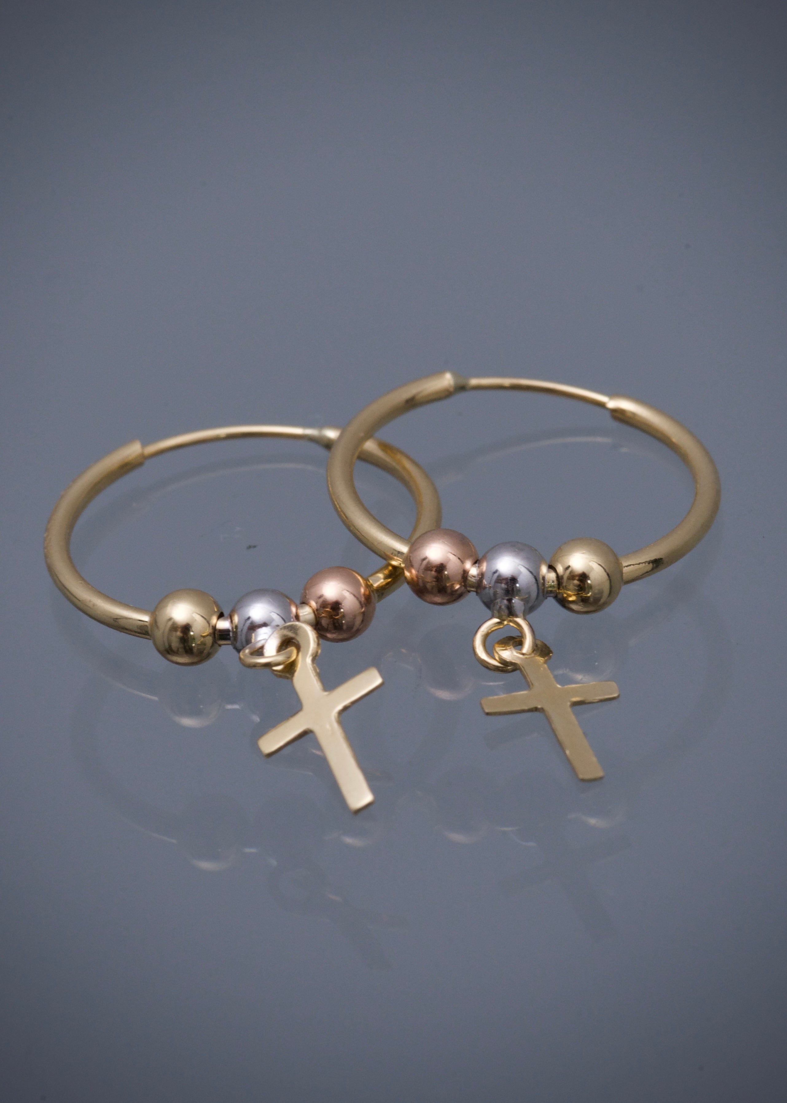 Candongas cruz 1.1gr / Largo 2.7cm / Tres Oros Nac*