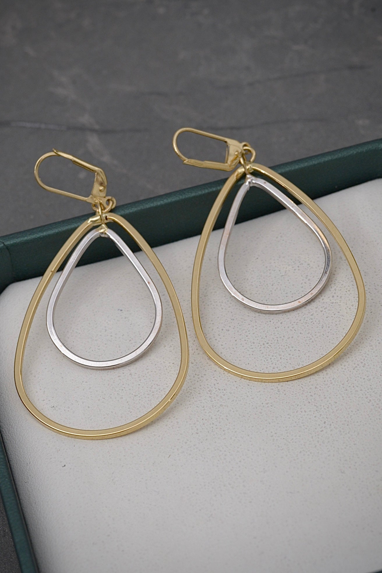 Candongas Doble Gota 4.65gr / Largo 6.7cm / Dos Oros italy +3 P