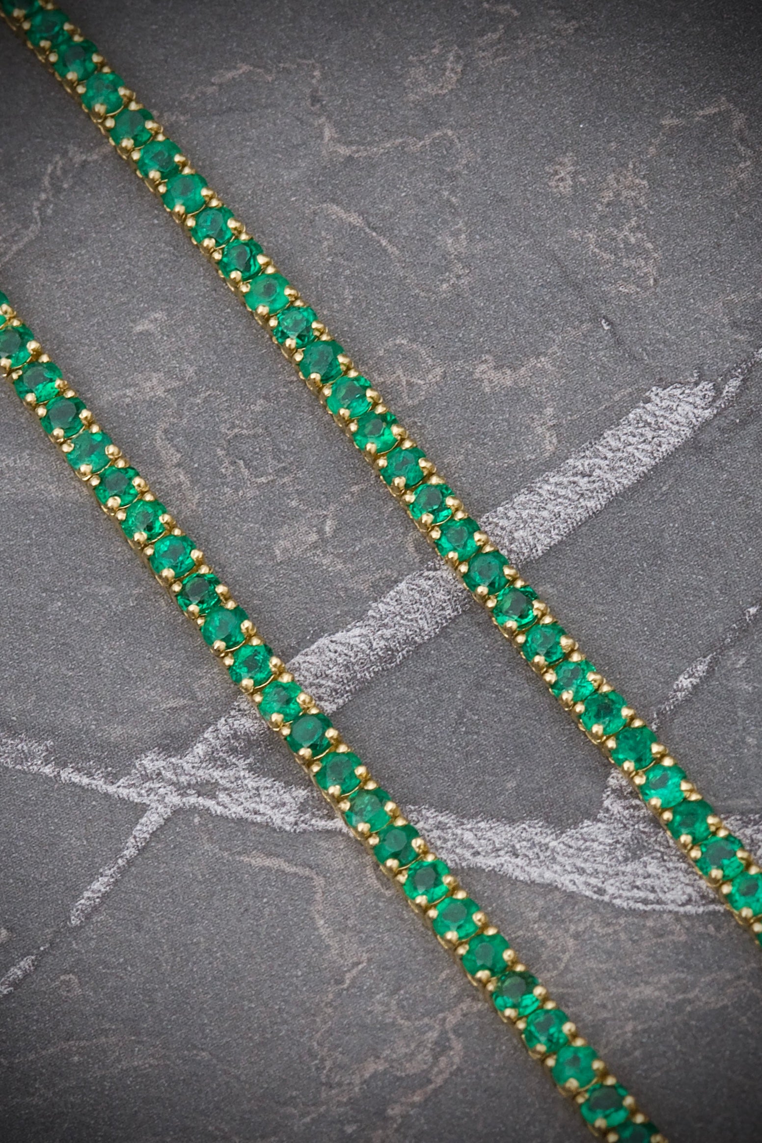 Cadena Tenis Con 941Pts De Esmeralda 19.4gr / Largo 40cm / Oro Amarillo (Joya) M