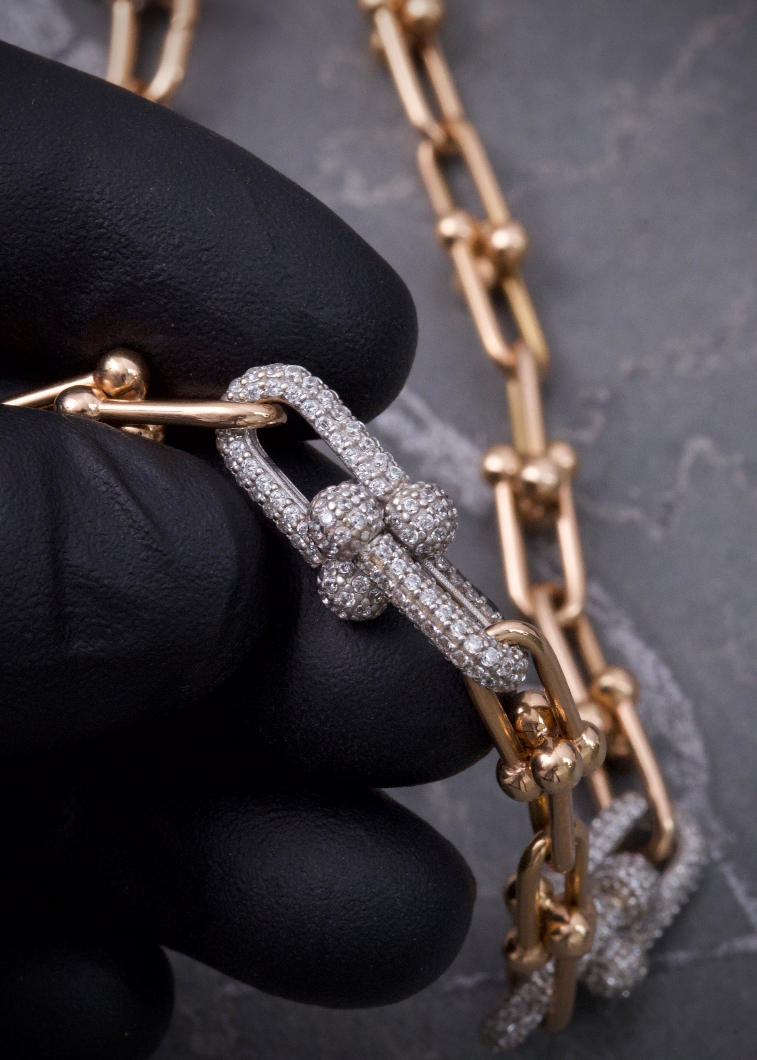 Cadena rustica con swarovski blanco 24.15gr / Largo 45 cm / Dos Oros italy +4 M