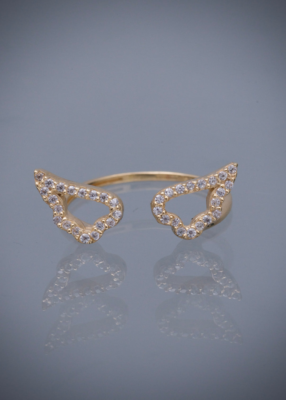 Anillo alas con swarovski blanco 1.8gr / Talla: 8 1/4 — Oro Amarillo