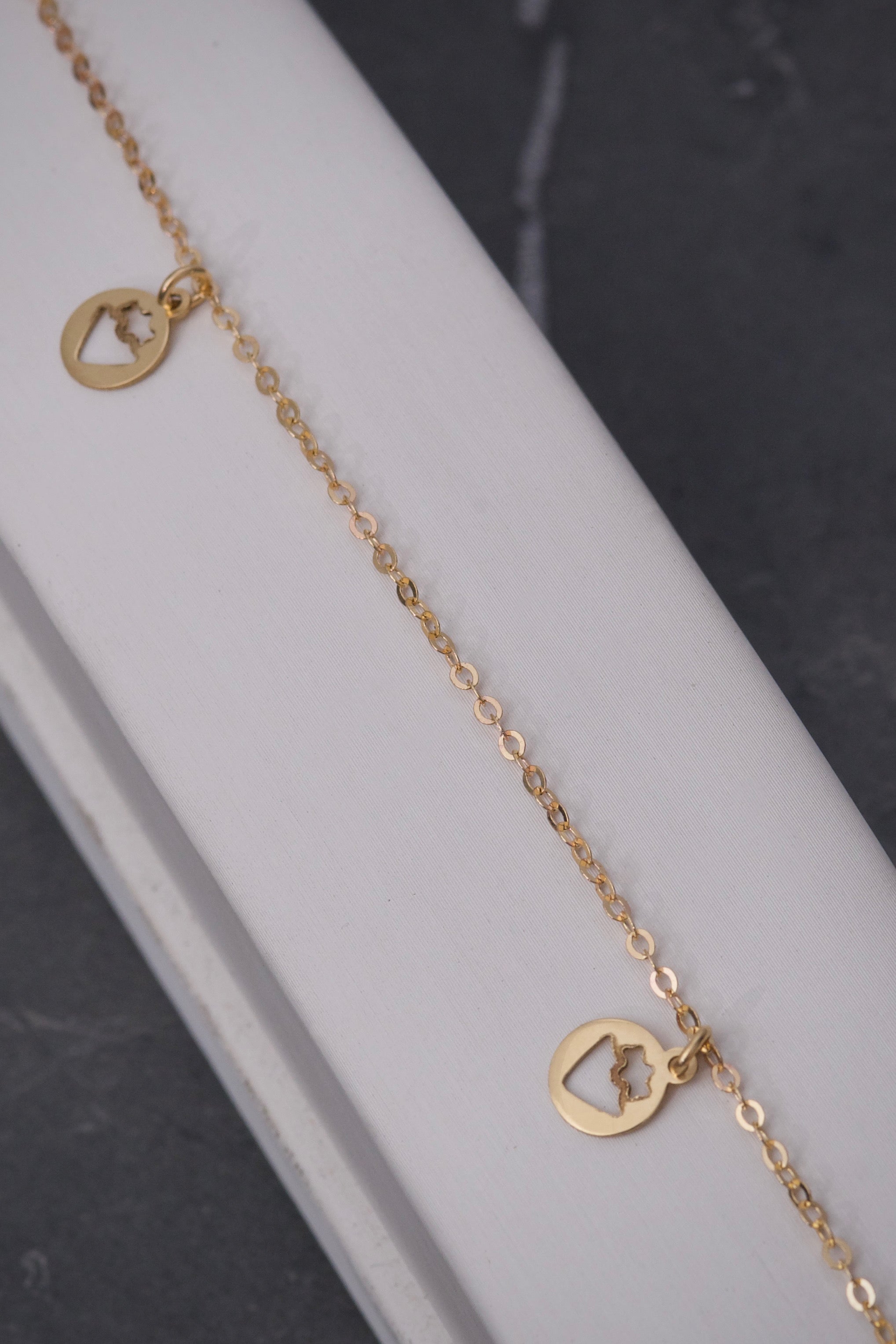 Tobillera Rolon Con Dijes  2.25gr / Largo 25cm / Oro Amarillo Italy + 5 M