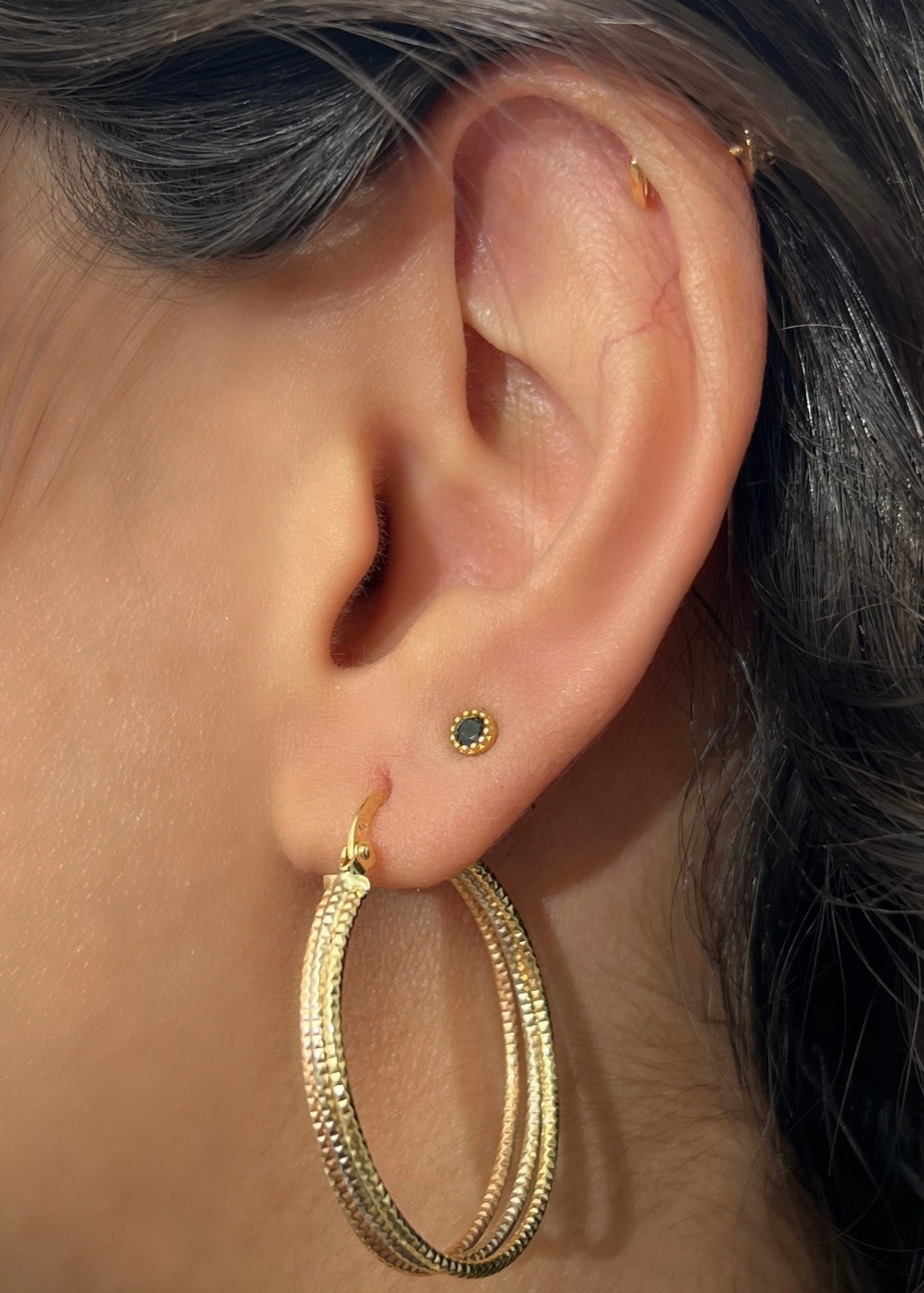 Candongas diamantadas 2.4gr / Largo 3.5cm / Tres Oros Nac*