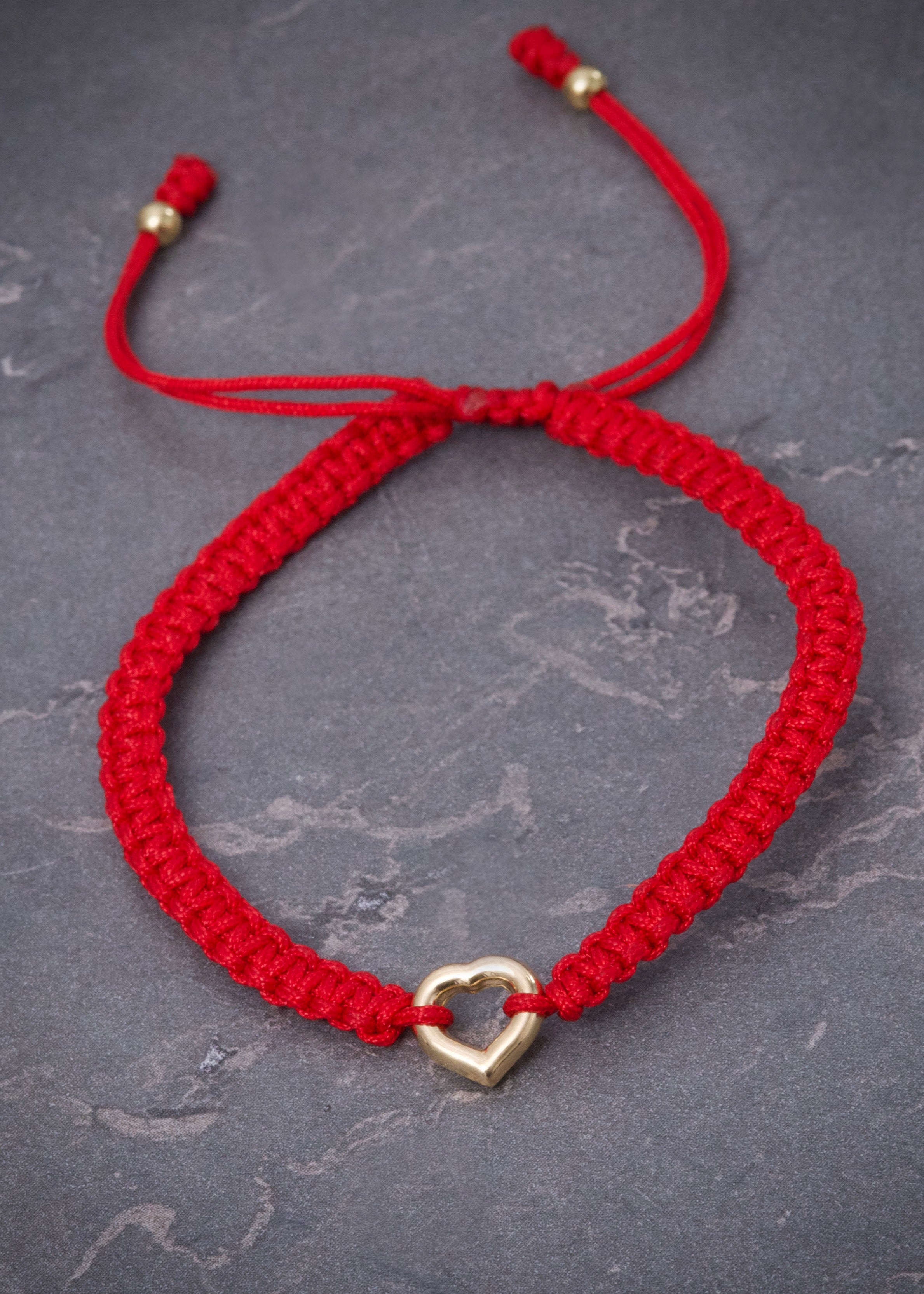 Pulsera hilo rojo con herraje corazon 0.4gr / Oro Amarillo (Joya) M