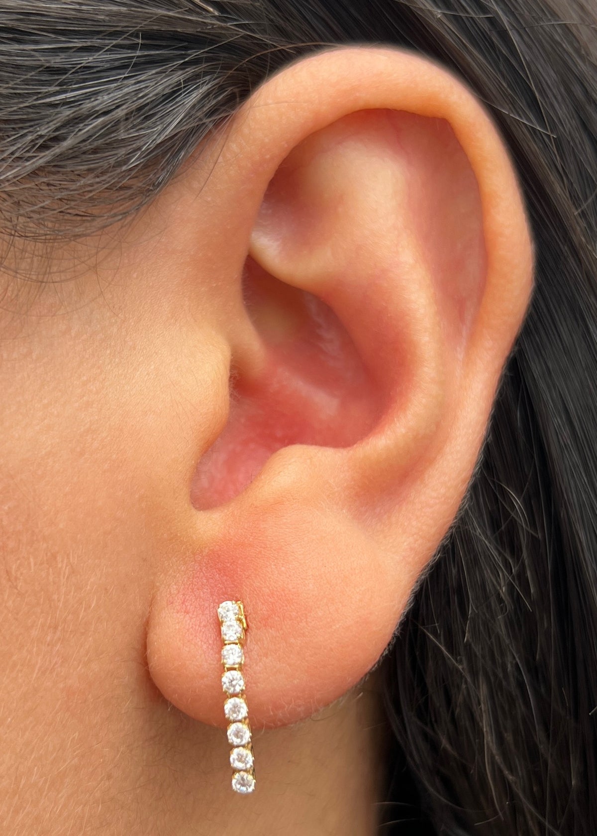 Topos con Swarovski Blanco 0.9gr / 1.6cm / 1.8mm — Oro Amarillo