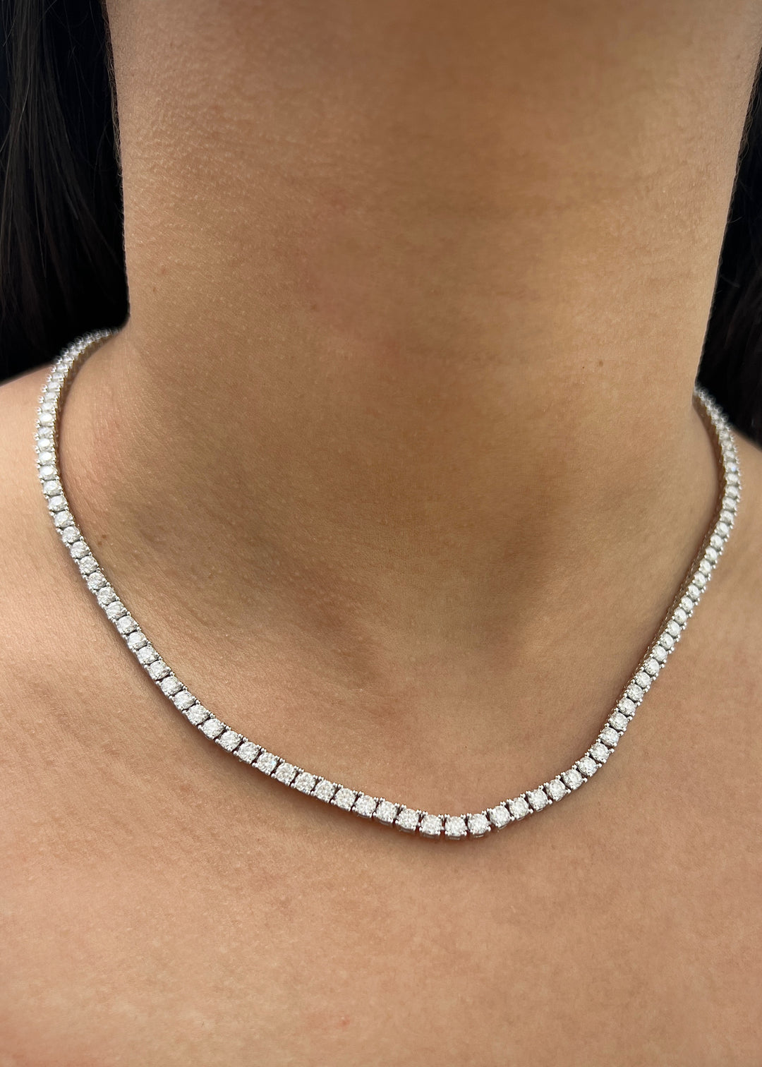 Cadena tenis con 1310pts de moissanita 22.5gr / Largo 45cm — — Plata