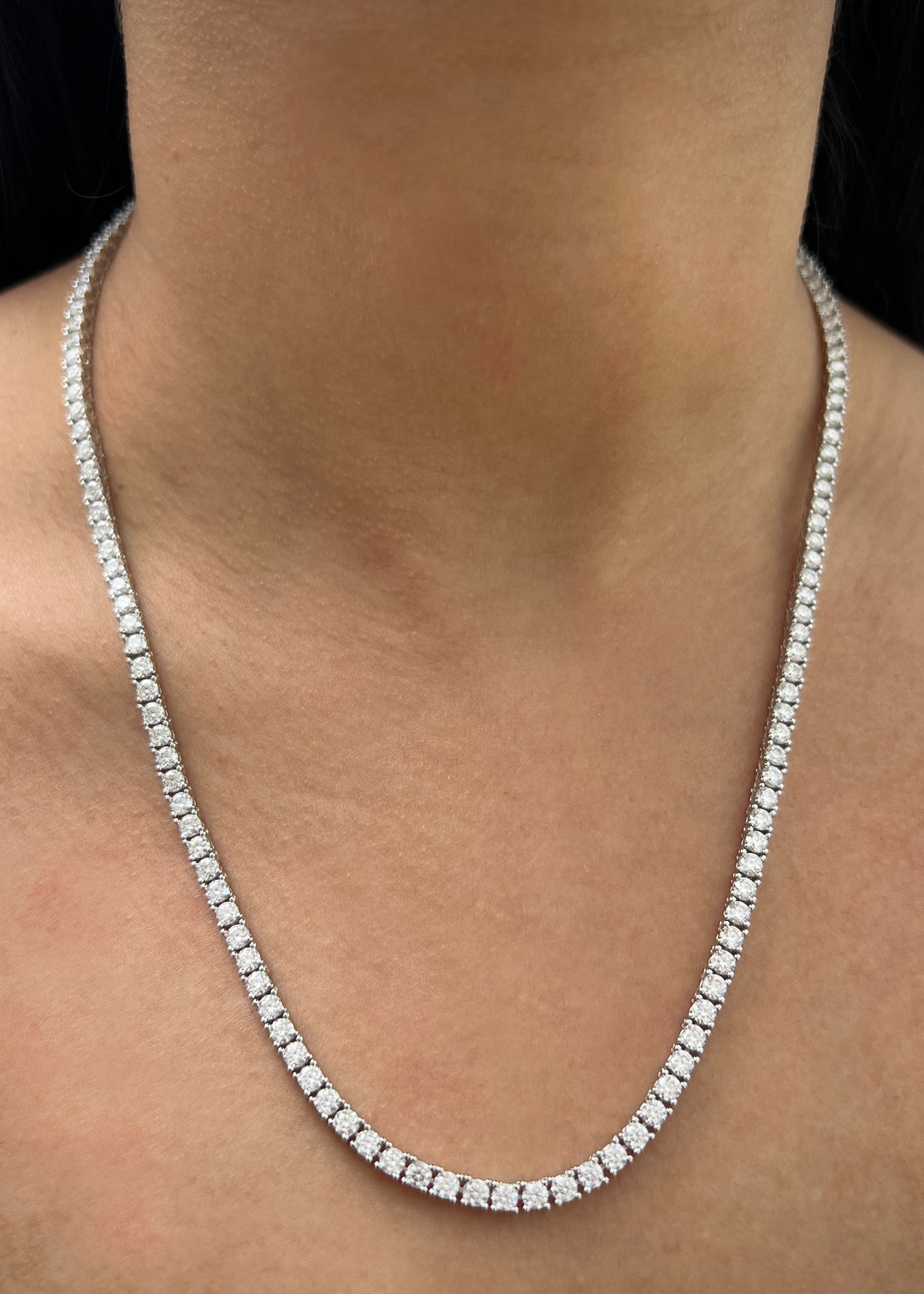 Cadena tenis con 1450pts de moissanita 25.55gr / Largo 50cm — — Plata