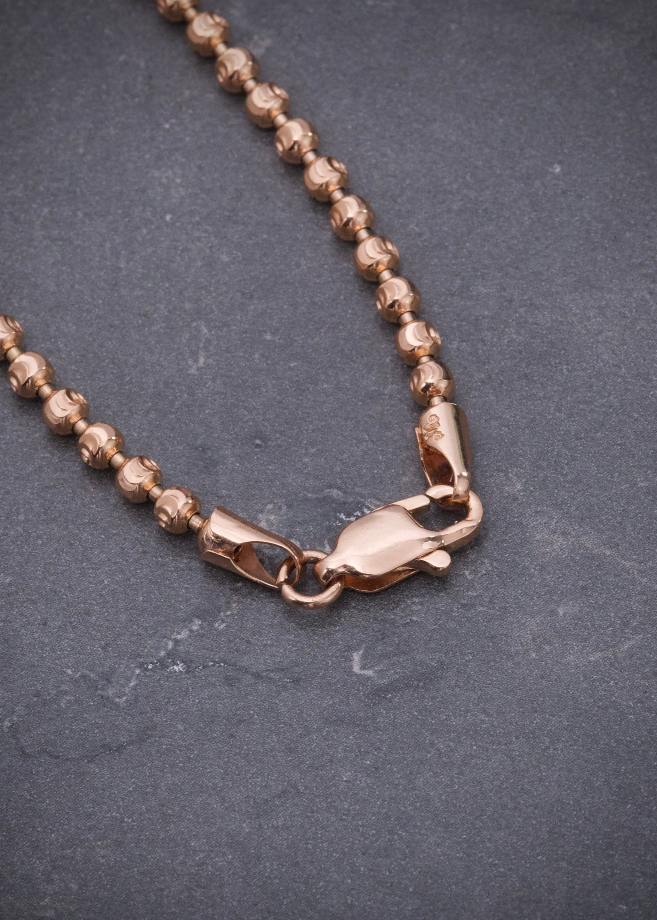 Cadena militar diamantada luna 3mm 21.25gr / Largo 70cm / Oro Rosado (Joya) P