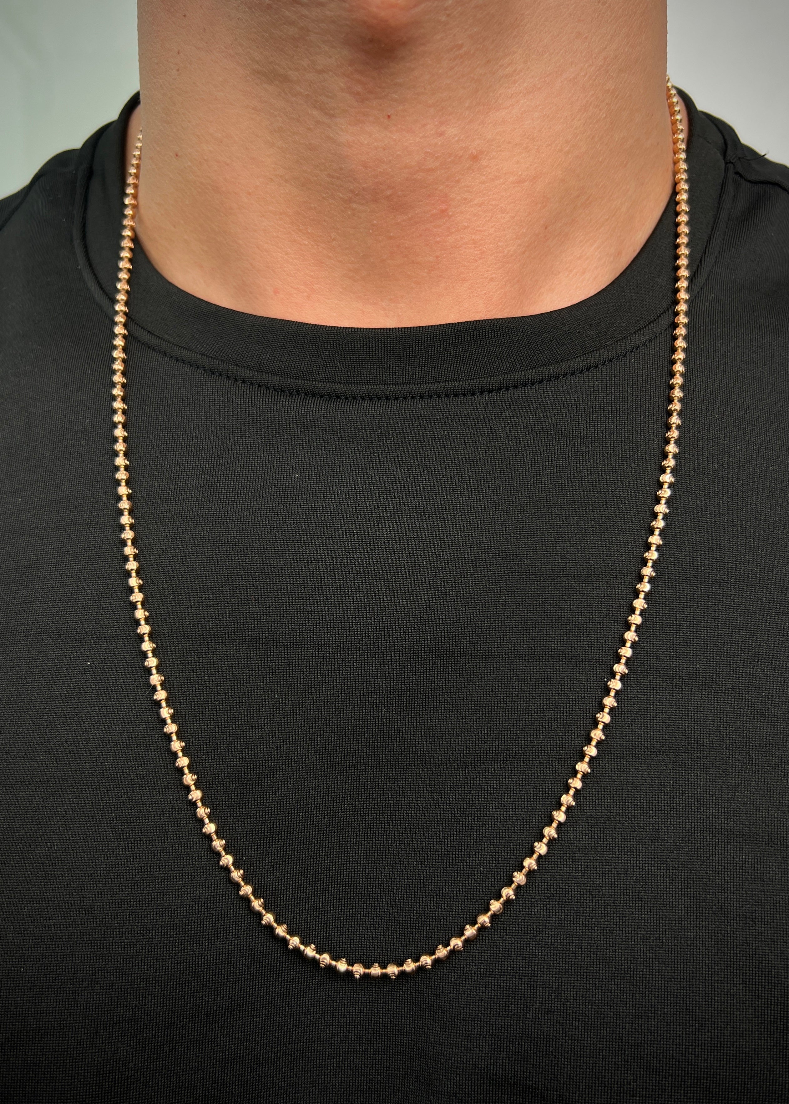 Cadena militar diamantada luna 3mm 21.25gr / Largo 70cm / Oro Rosado (Joya) P