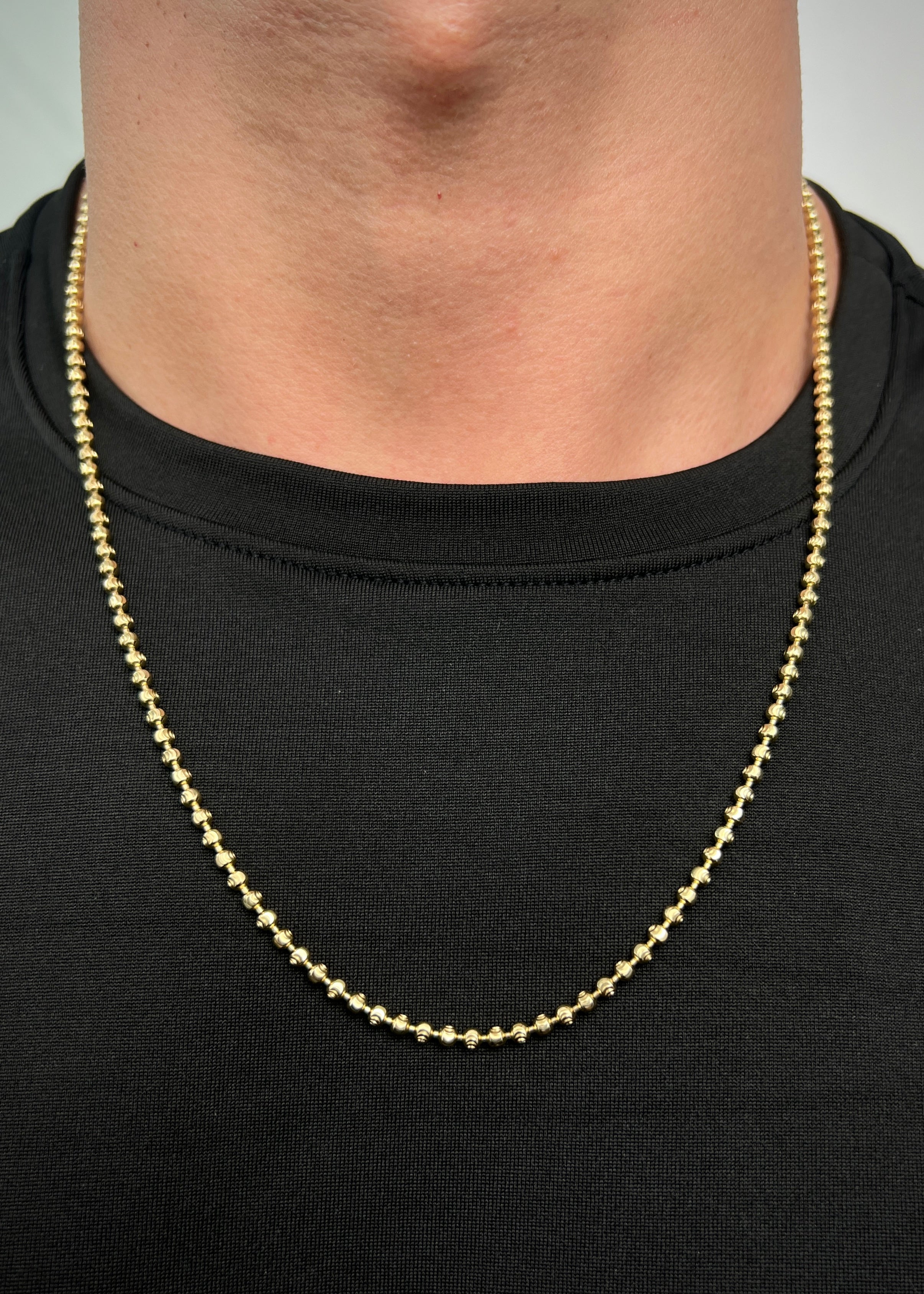 Cadena Militar Diamantada Luna 3mm 17.45gr / 60cm / 3mm — Oro Amarillo