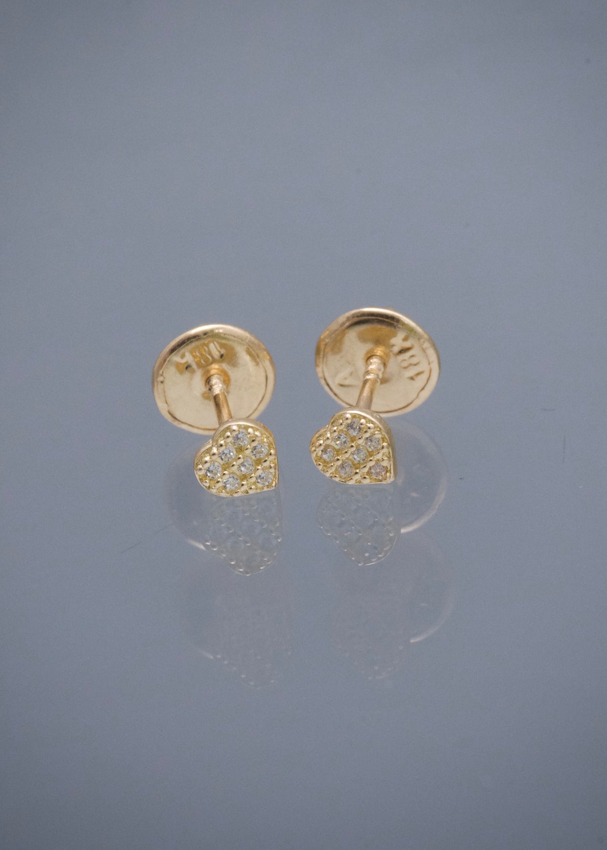 Topos Corazon con Swarovski Blanco 0.5gr / 0.4cm / 3.8mm — Oro Amarillo