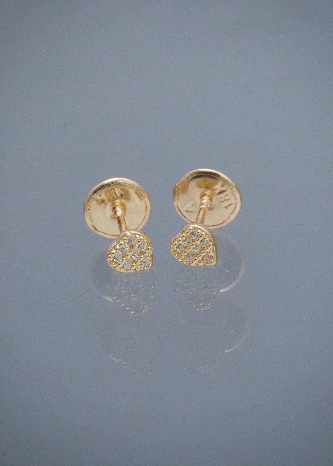 Topos Corazon con Swarovski Blanco 0.5gr / 0.4cm / 3.8mm — Oro Amarillo