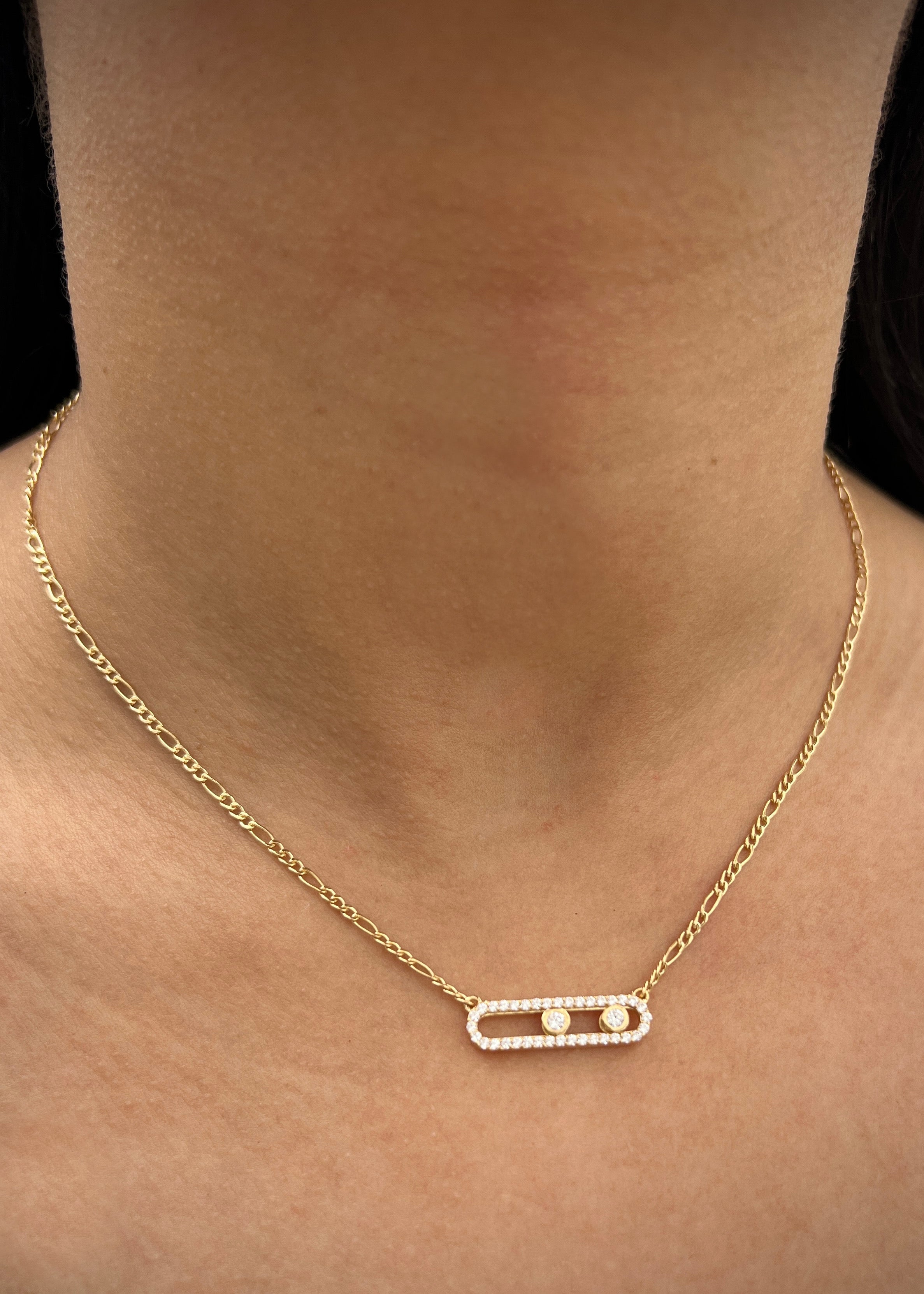 Cadena MK con swarovski blanco 3.35gr / Largo 40cm / Oro Amarillo italy cte M