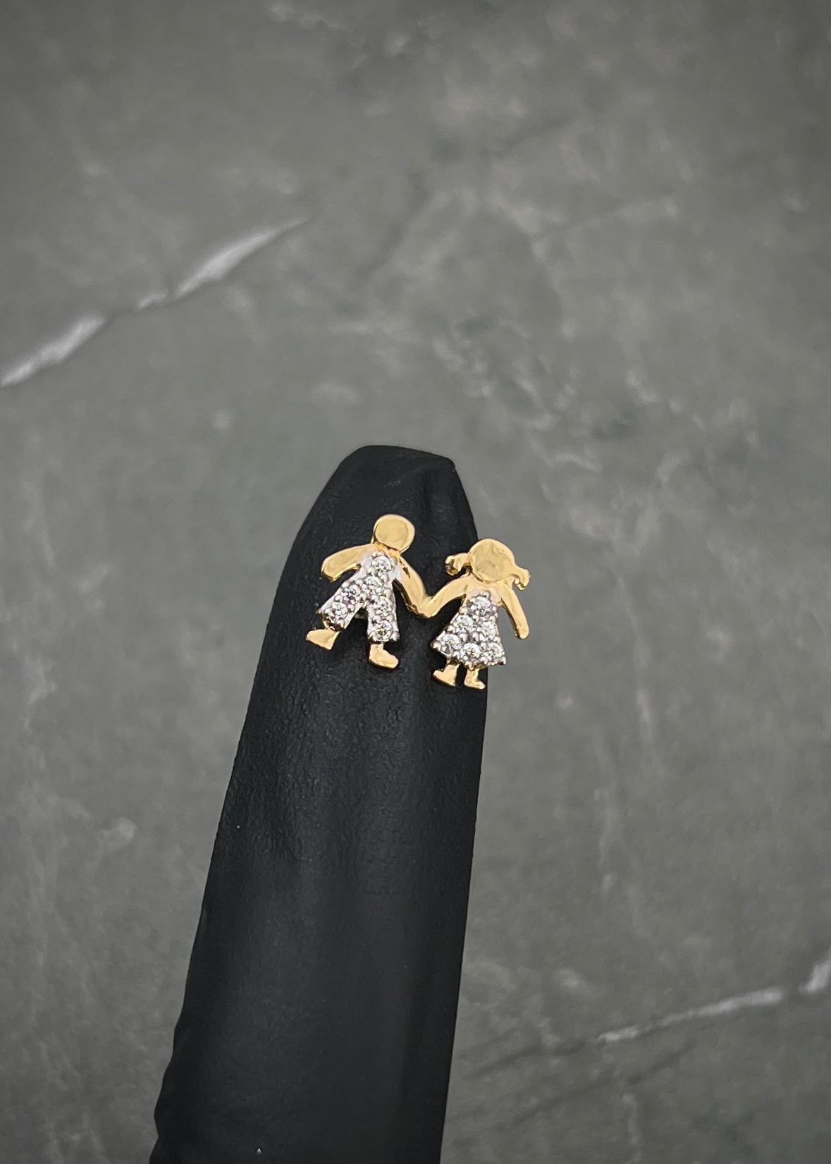 Herraje niños con swarovski blanco 0.95gr / Largo 1.3cm / Oro Amarillo Nac B