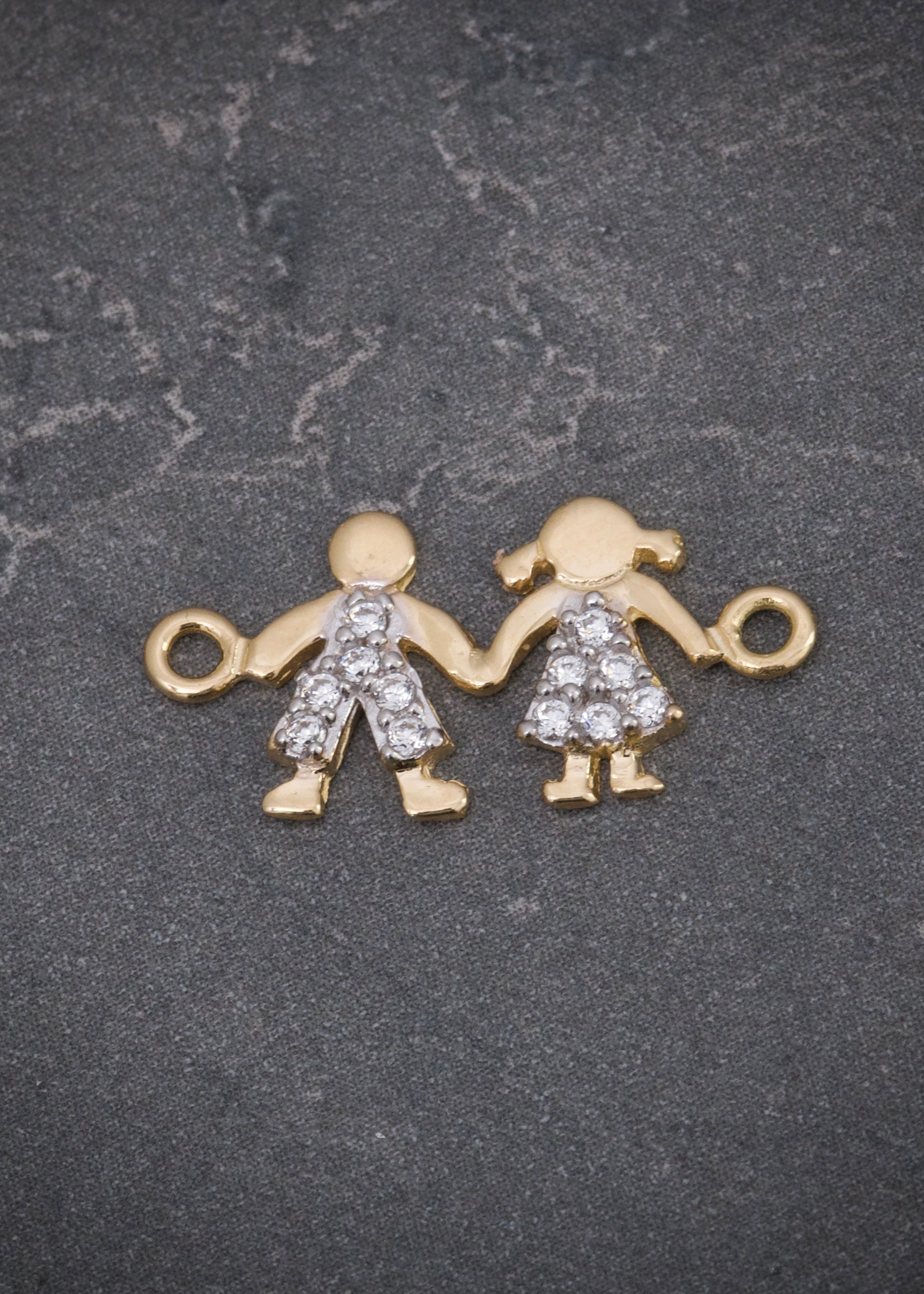 Herraje niños con swarovski blanco 0.9gr / Largo 2cm / Oro Amarillo Nac B