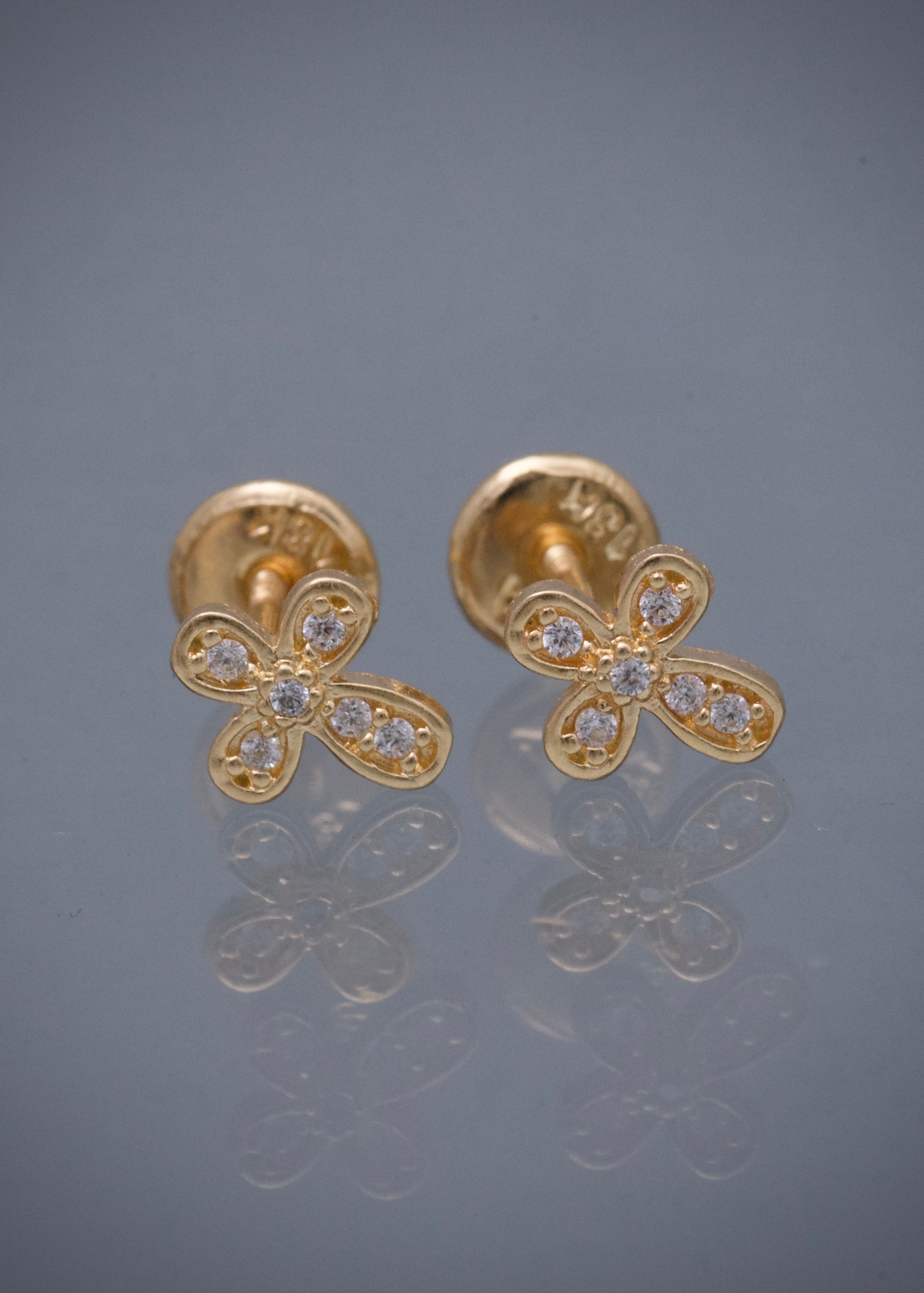 Topos cruz con swarovski blanco 0.95gr / Largo 0.7cm — Oro Amarillo