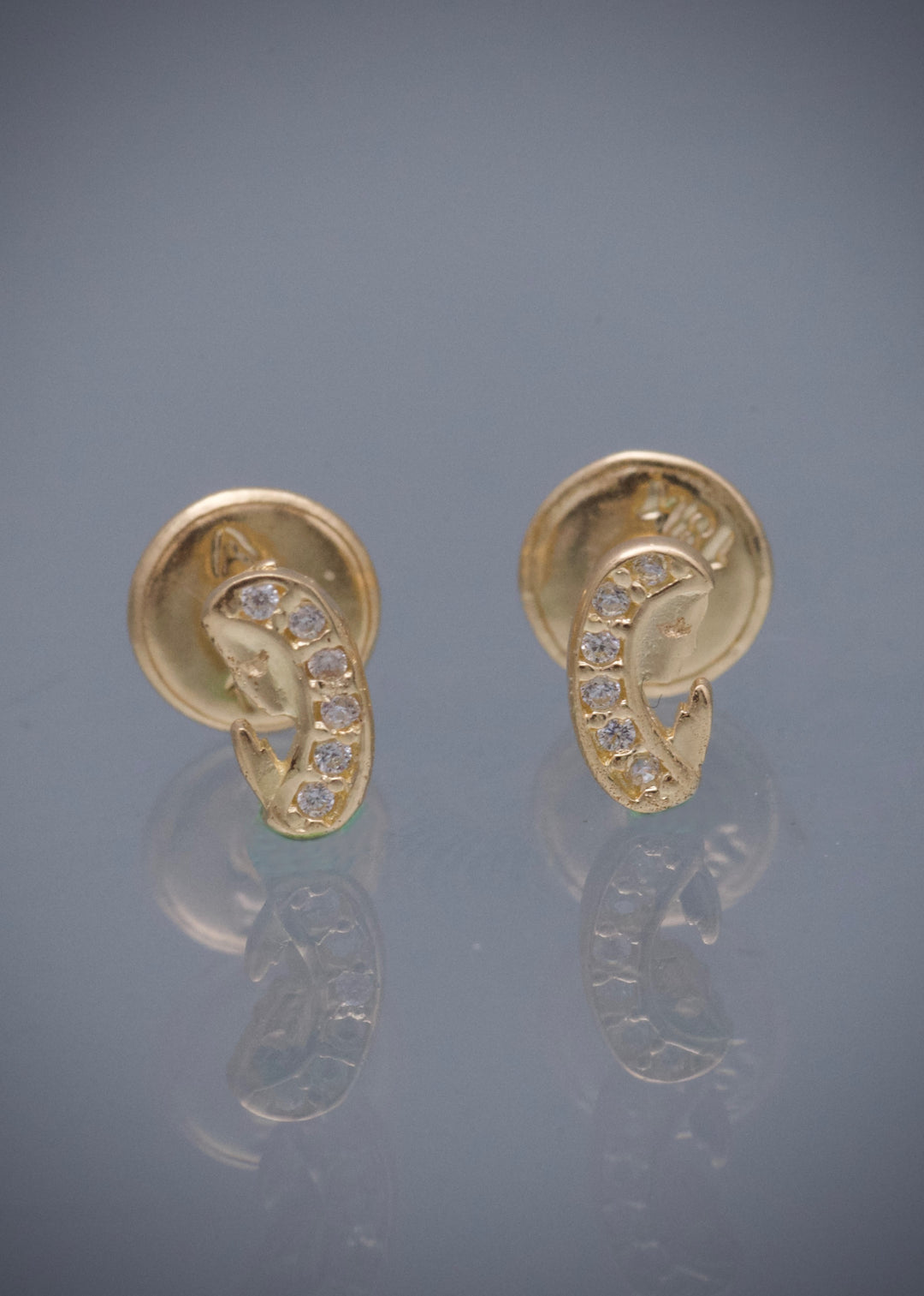 Topos virgen maria con swarovski blanco 0.6gr / Largo 0.6cm — Oro Amarillo