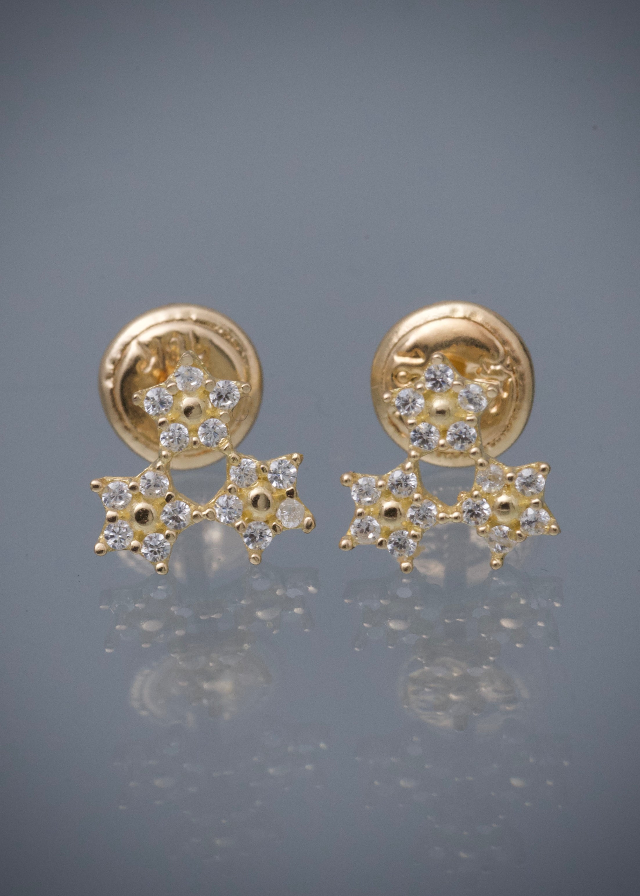 Topos flores con swarovski blanco 0.9gr / Largo 0.7cm — Oro Amarillo