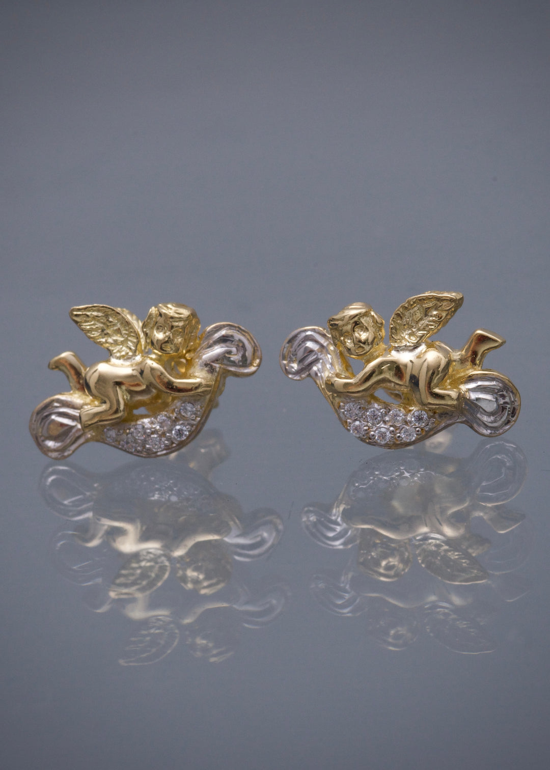 Topos angel con swarovski blanco 4.75gr / Largo 1cm — Oro Amarillo
