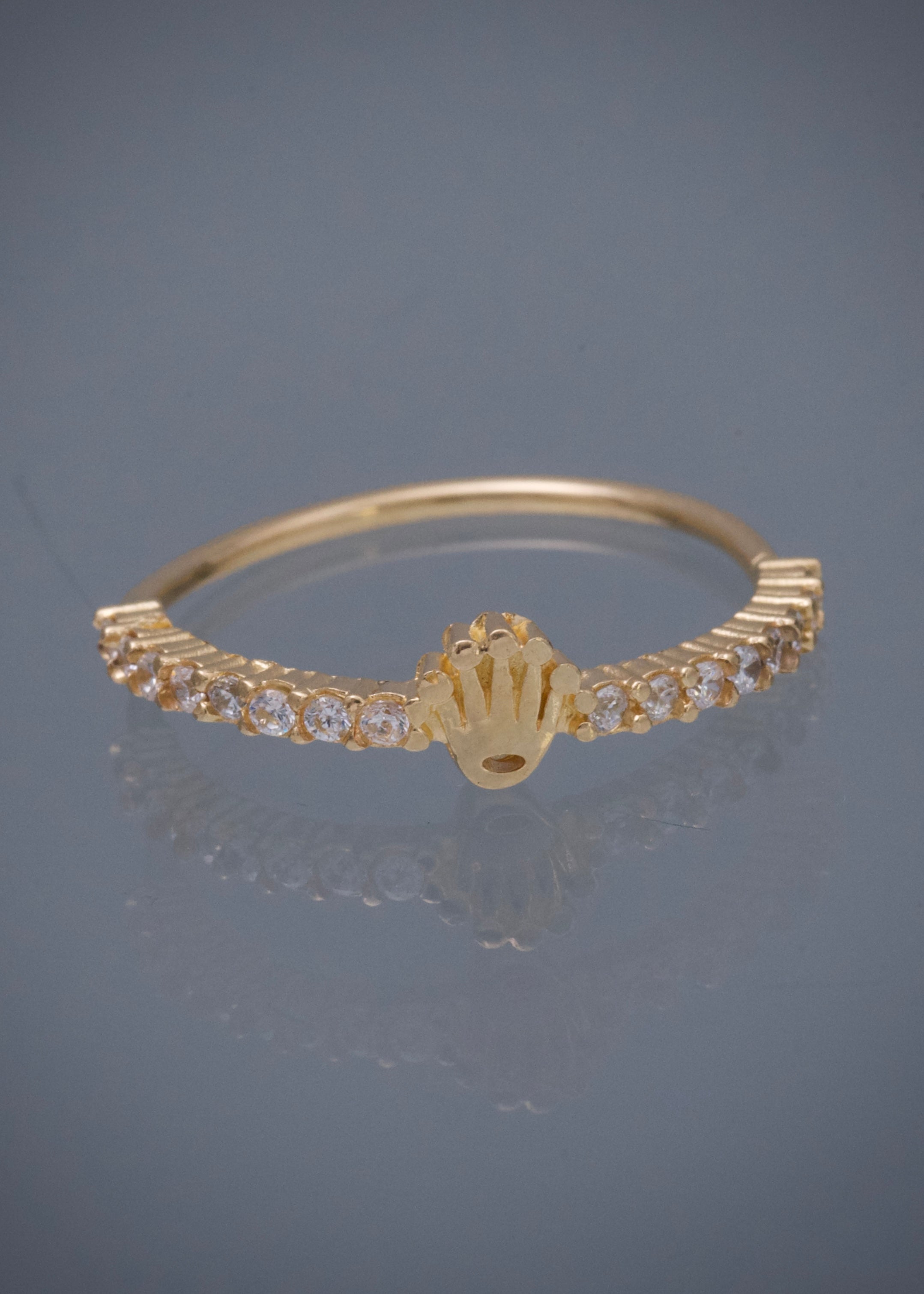 Anillo corona rx con swarovski blanco 2.15gr / TALLA 8 1/2 / Oro Amarillo Nac M