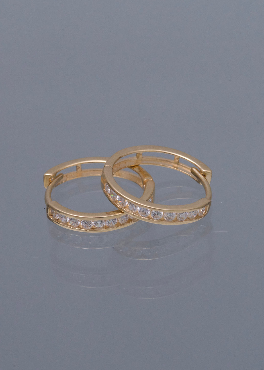 Candongas con Swarovski Blanco 2.7gr / 1.6cm / 2.7mm — Oro Amarillo