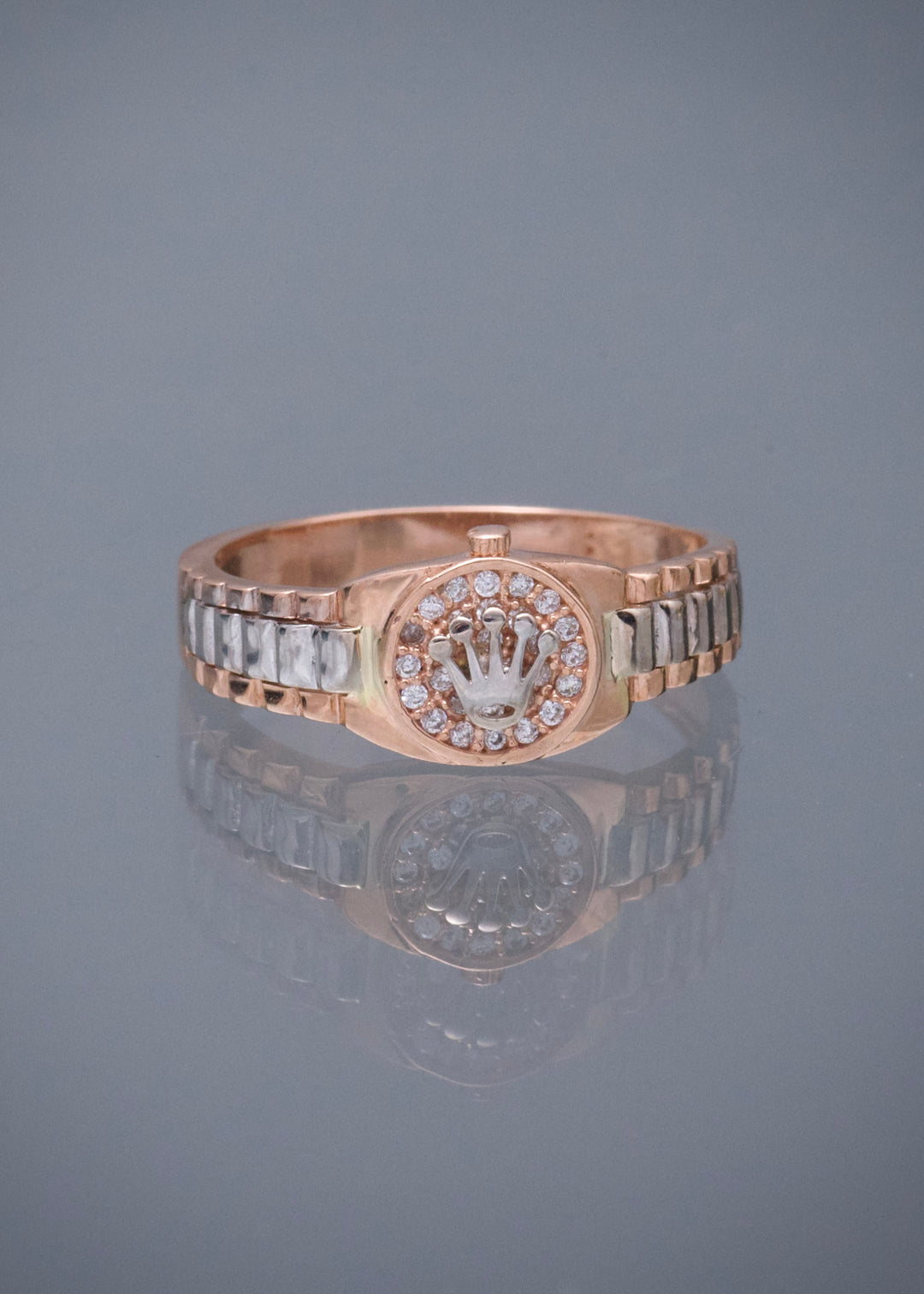 Anillo Rx con Swarovski Blanco 3.9gr / Talla 9 1/4 — Dos Oros