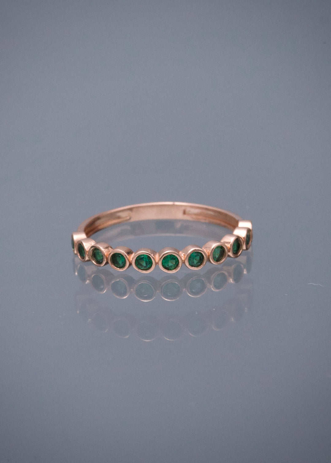 Anillo con Swarovski Verde 1.6gr / Talla 6 1/2 — Oro Rosado