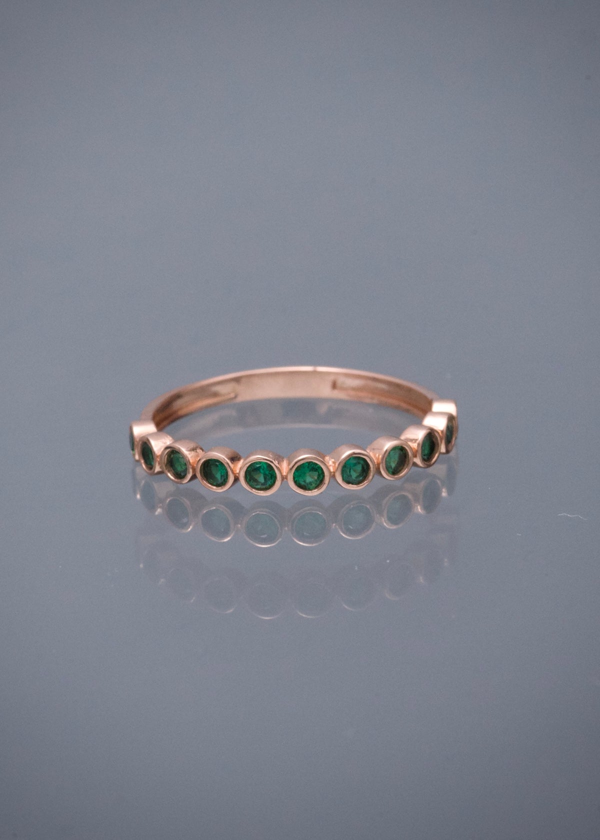 Anillo con Swarovski Verde 1.6gr / Talla 6 1/2 — Oro Rosado