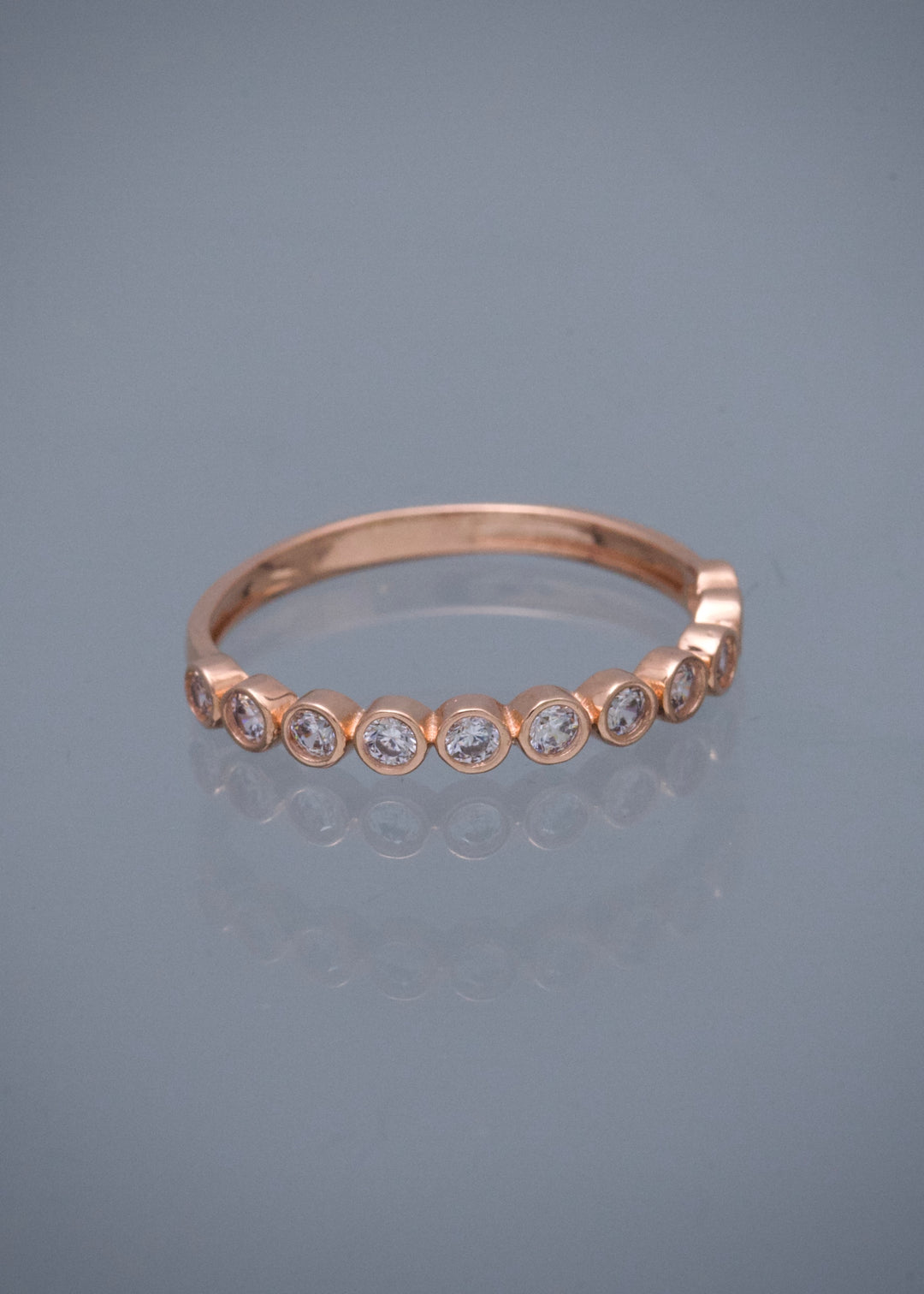 Anillo con Swarovski Blanco 1.7gr / Talla 7 1/4 — Oro Rosado