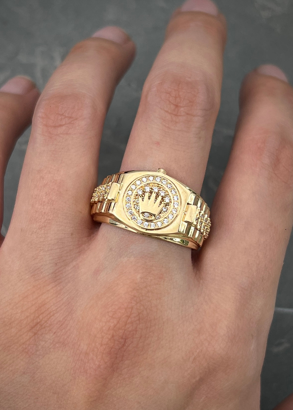 Anillo rx con swarovski blanco 8.7gr / TALLA 10 / Oro Amarillo Nac M