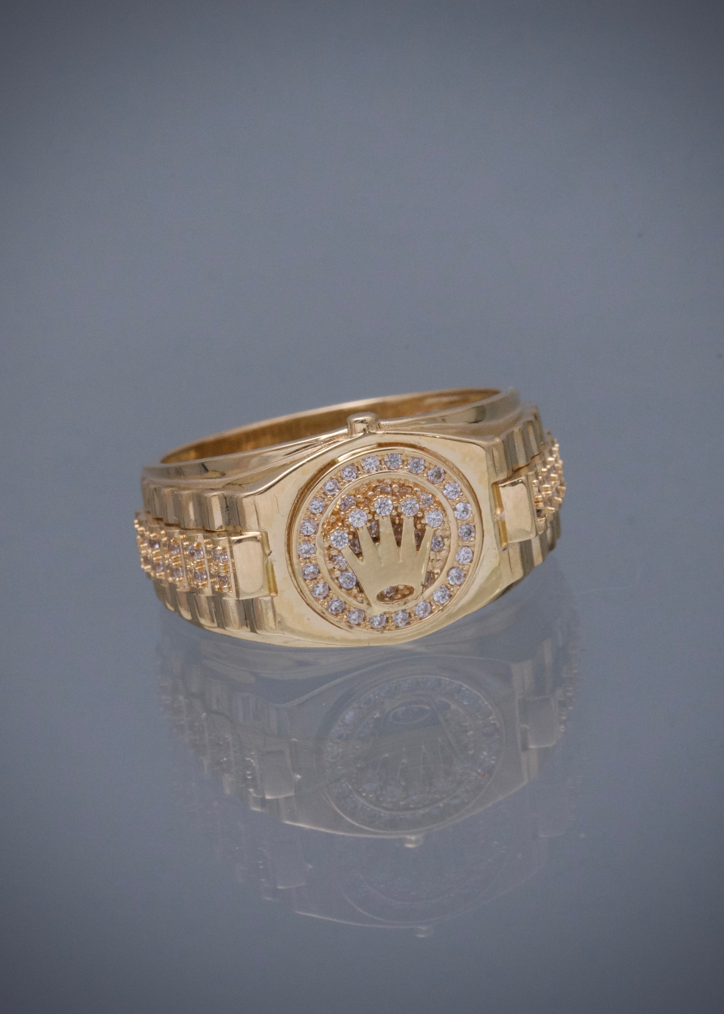 Anillo rx con swarovski blanco 8.7gr / TALLA 10 / Oro Amarillo Nac M