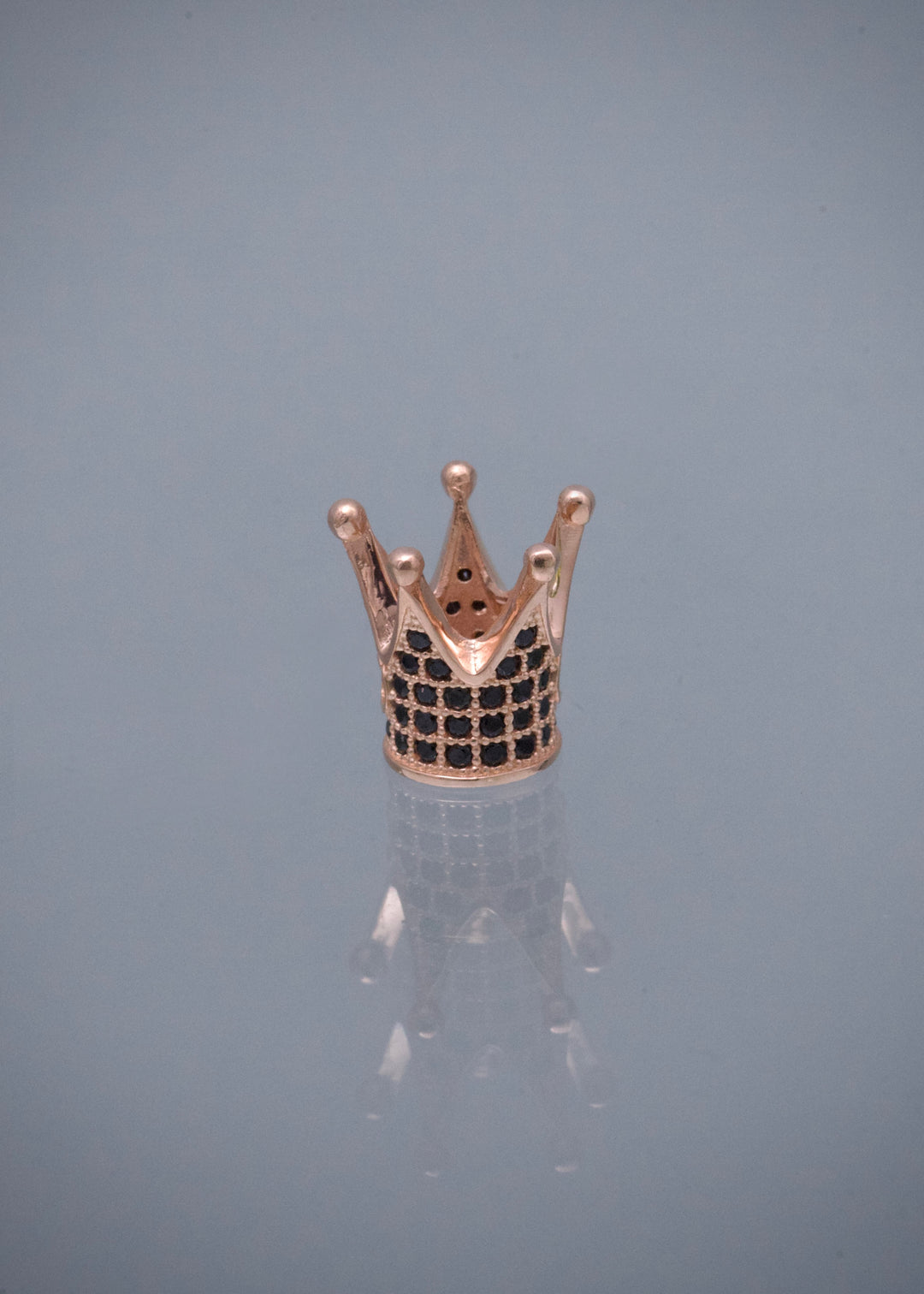 Herraje Corona con Swarovski Negro 1.4gr / 0.9cm / 10mm — Oro Rosado