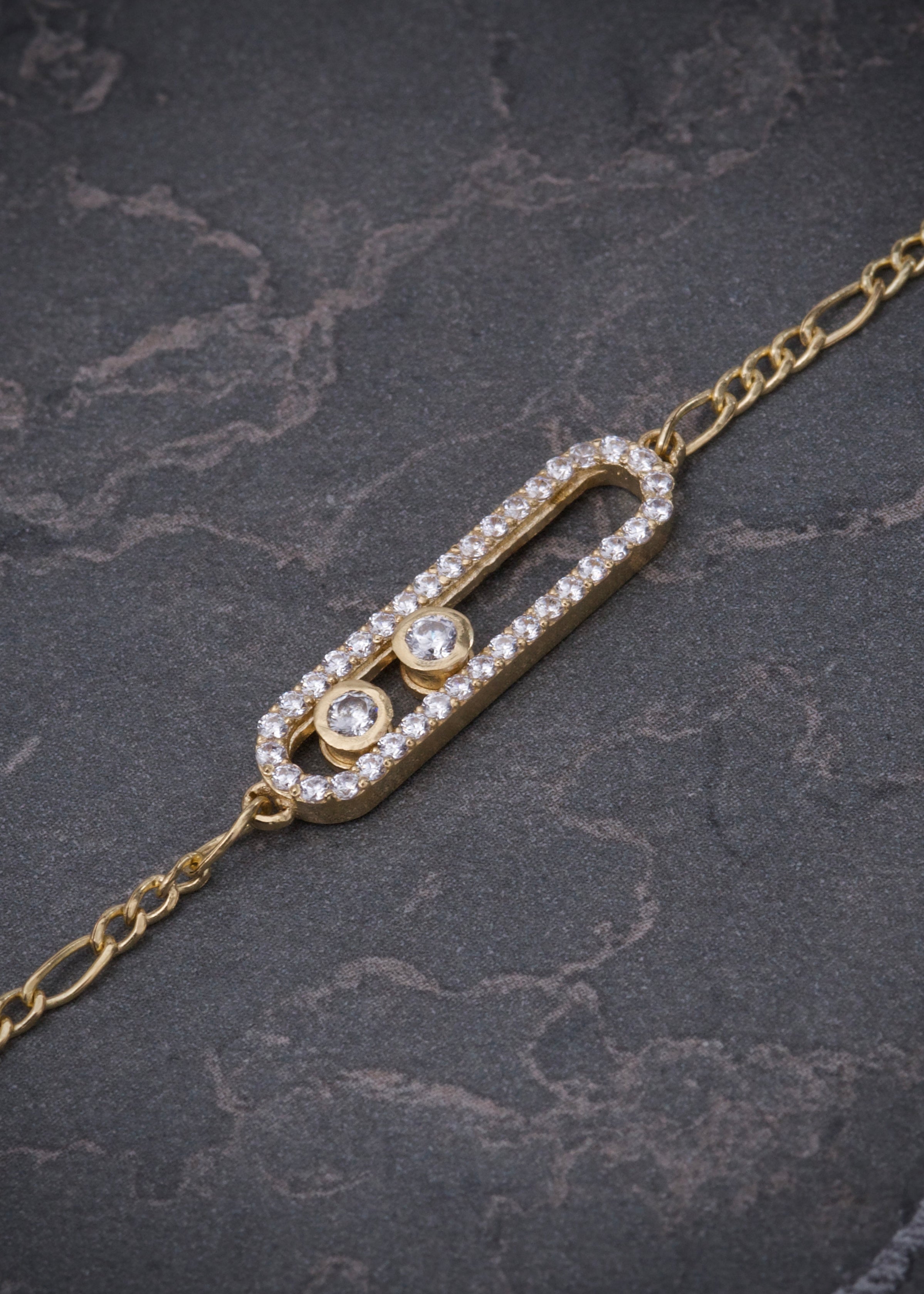 Pulso MK con swarovski blanco 2.6gr / Largo 17.5cm / Oro Amarillo Nac B