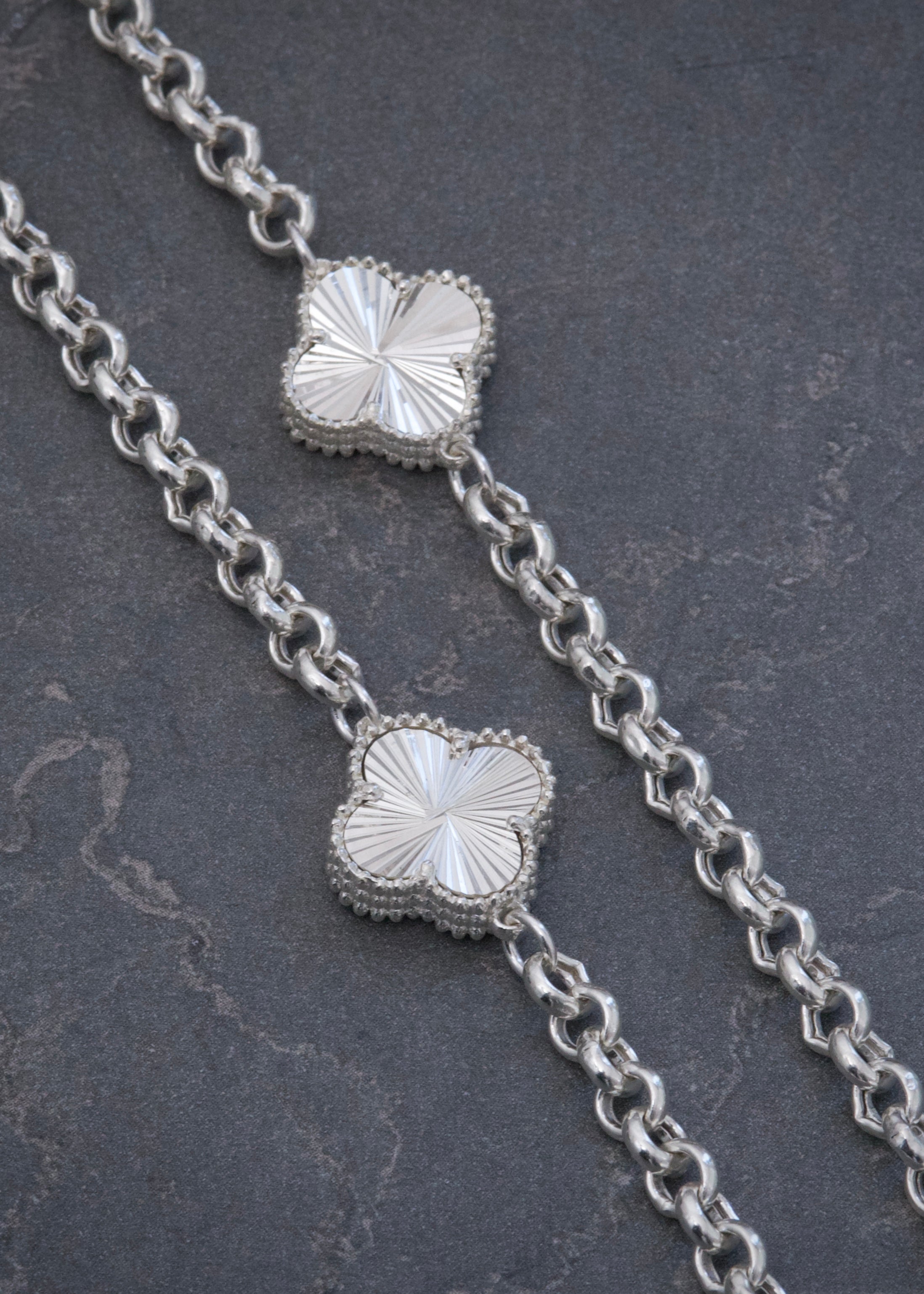 Cadena Lucky Clover Diamantada 17.6gr / 50cm / 13.3mm — Plata 925