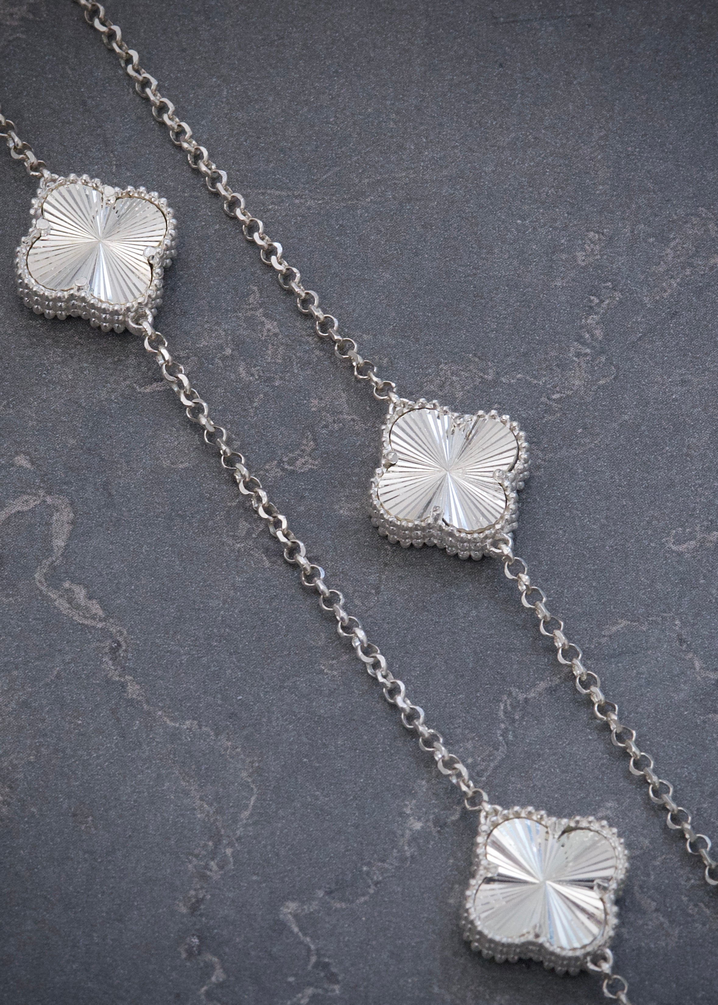 Cadena Lucky Clover Diamantada 14.6gr / 55cm / 14mm — Plata 925